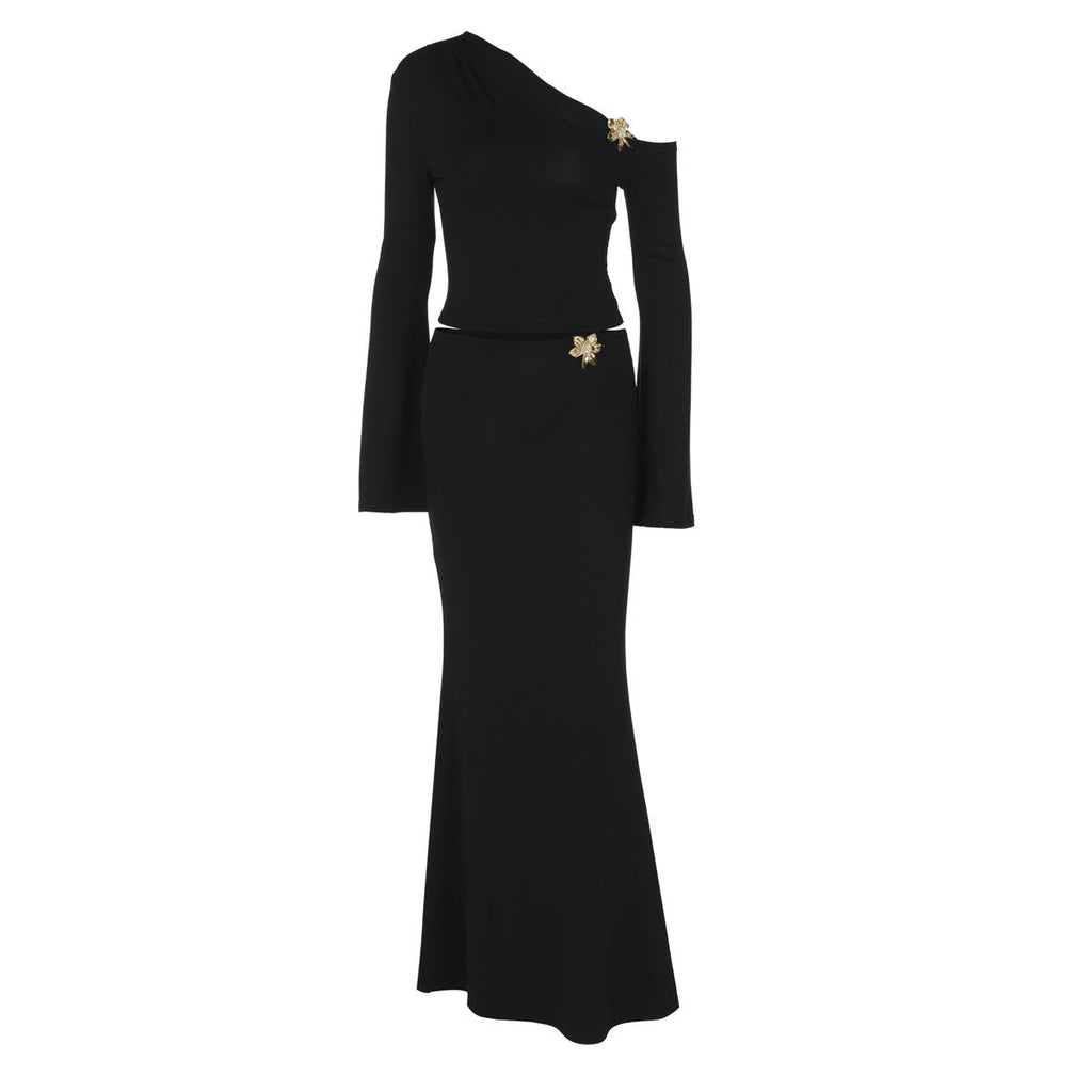 Maxi Rok Dames | Elegante Tweedelige Set met Eén Schouder 6