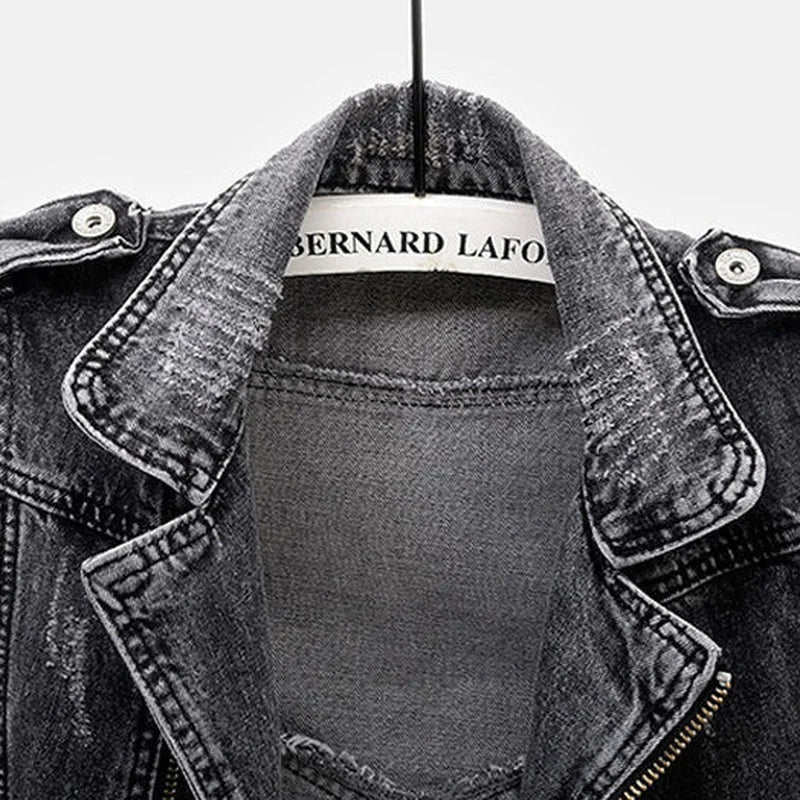 Mila | Mouwloos Denim Vest met Biker Uiterstraling 6