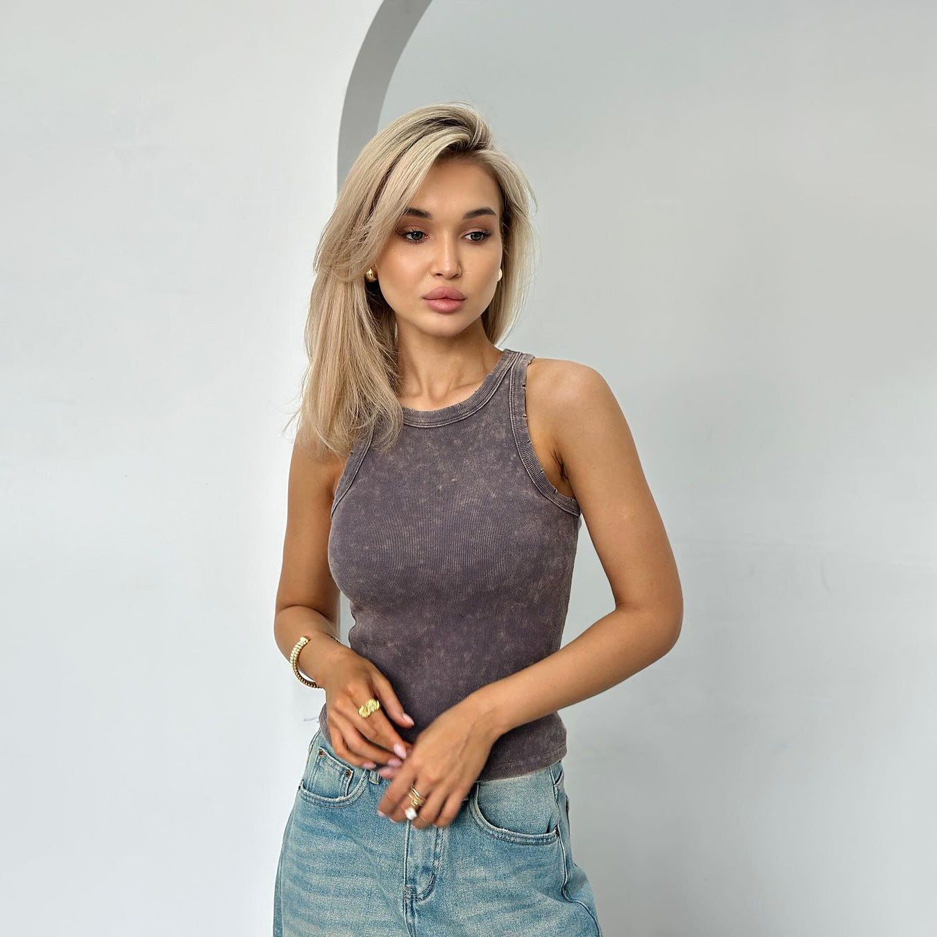 Minimalistisch Dames Vest | Effen Kleur Pullover 2