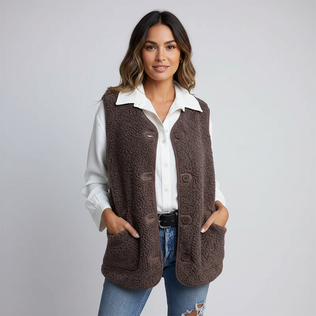 Mouwloos Dames Vest met Knoopsluiting | Casual Vesten Dames 0