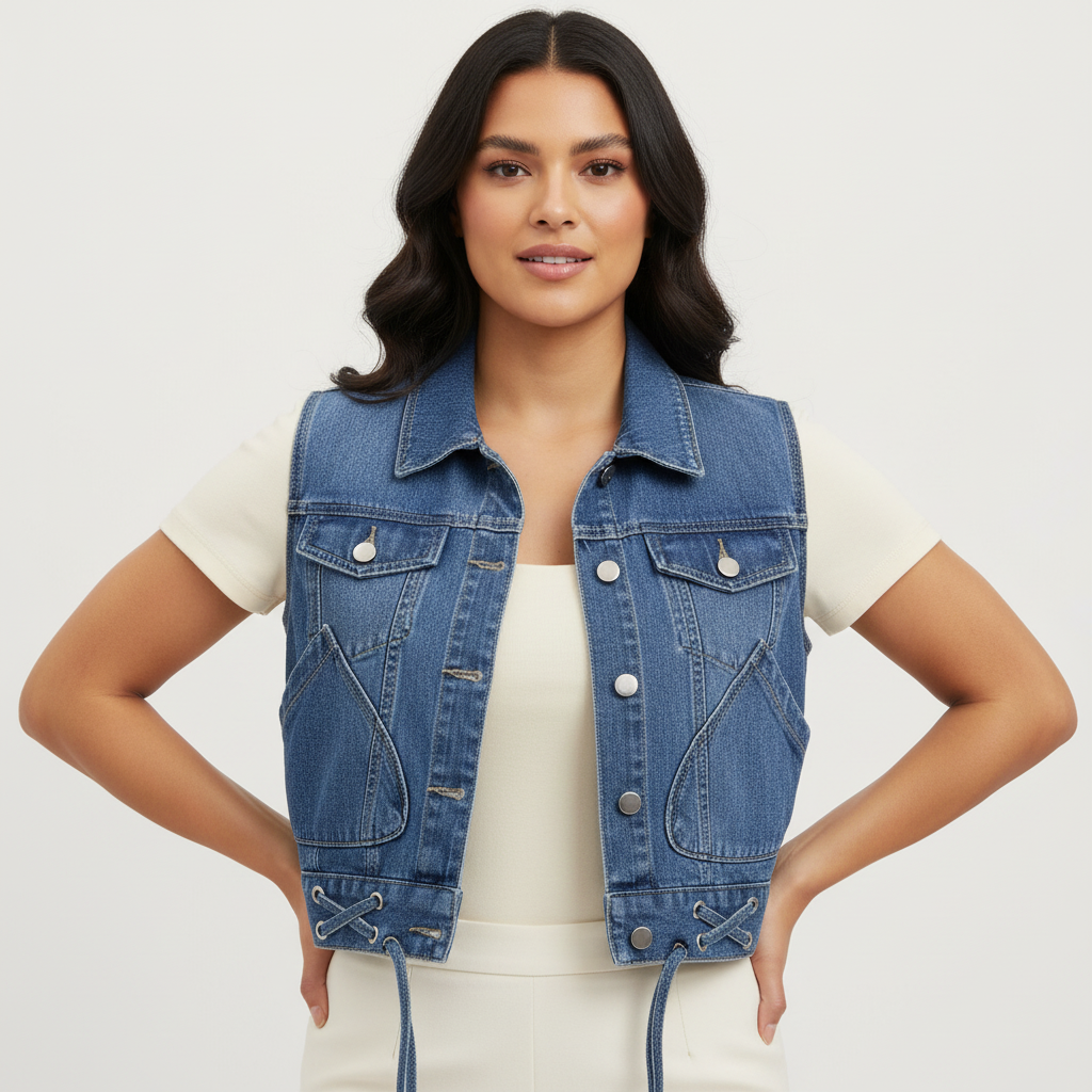 Mouwloos Denim Vest Dames | Casual Stijlvol Vest 0