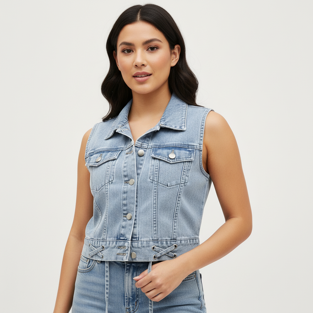 Mouwloos Denim Vest Dames | Casual Stijlvol Vest 2
