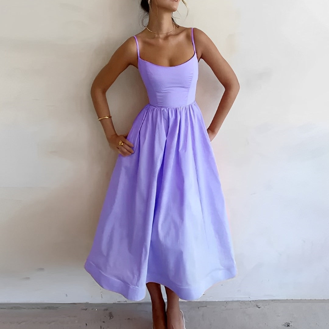 Mouwloze Midi Jurk | Dames Midi Jurk A-lijn voor Zomer 1