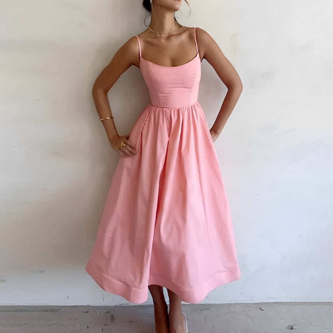 Mouwloze Midi Jurk | Dames Midi Jurk A-lijn voor Zomer 2