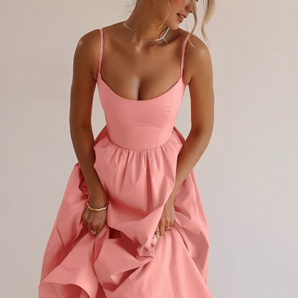 Mouwloze Midi Jurk | Dames Midi Jurk A-lijn voor Zomer 4