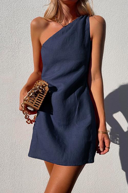 Noir | Asymmetrische Mouwloze Jurk Mini 3
