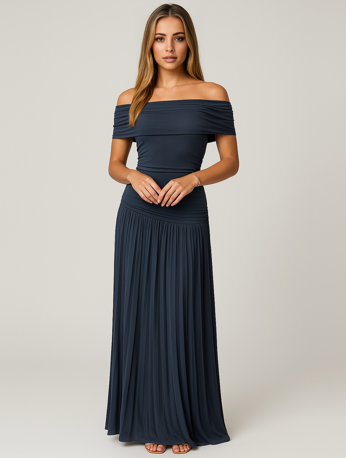Off-Shoulder Maxi Jurk Zwart | Elegante Lange Jurk Dames 6