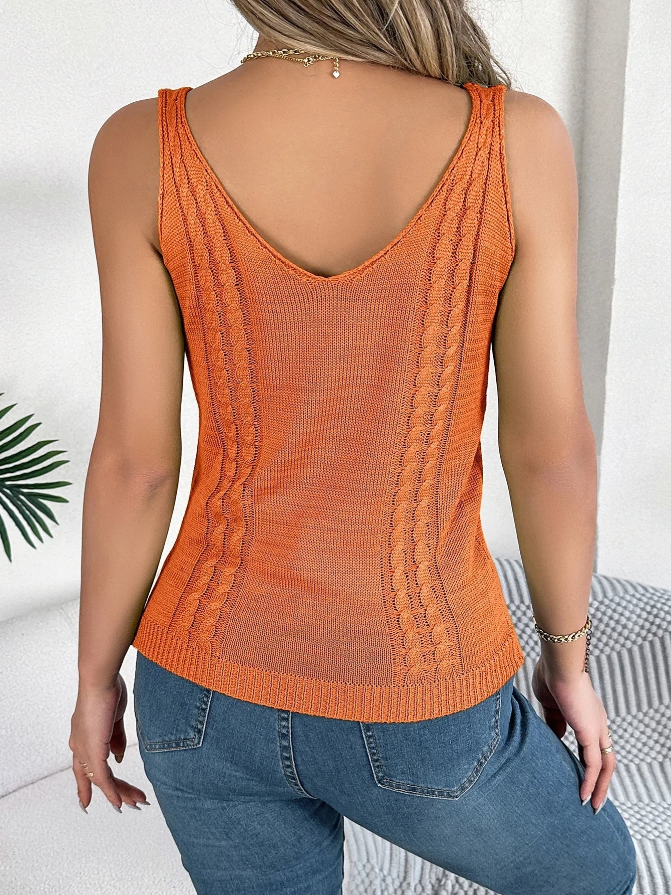 Opengebreide Tanktop Chevron | Dames Mouwloze Top 5