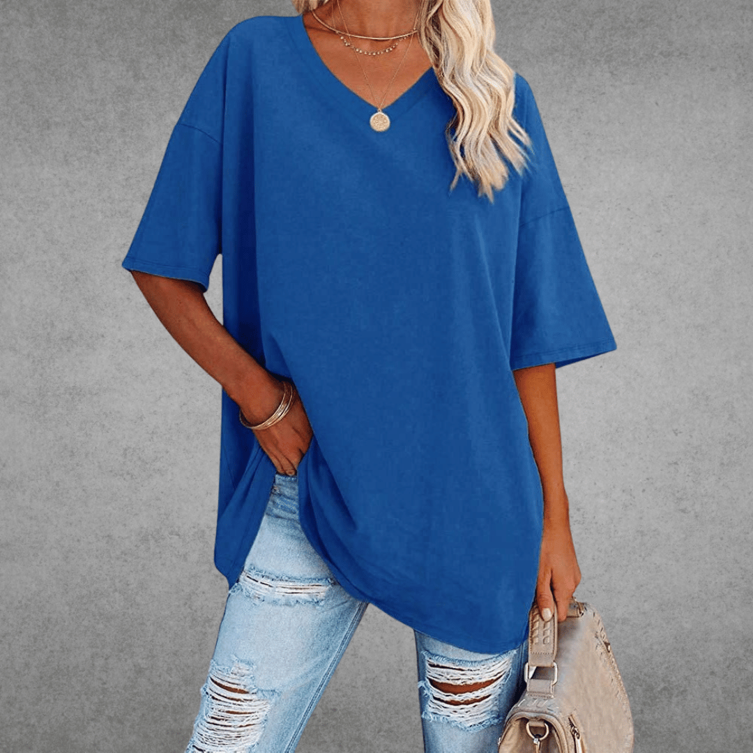 Oversized V-hals Shirt Dames | Stijlvol Casual T-shirt 1
