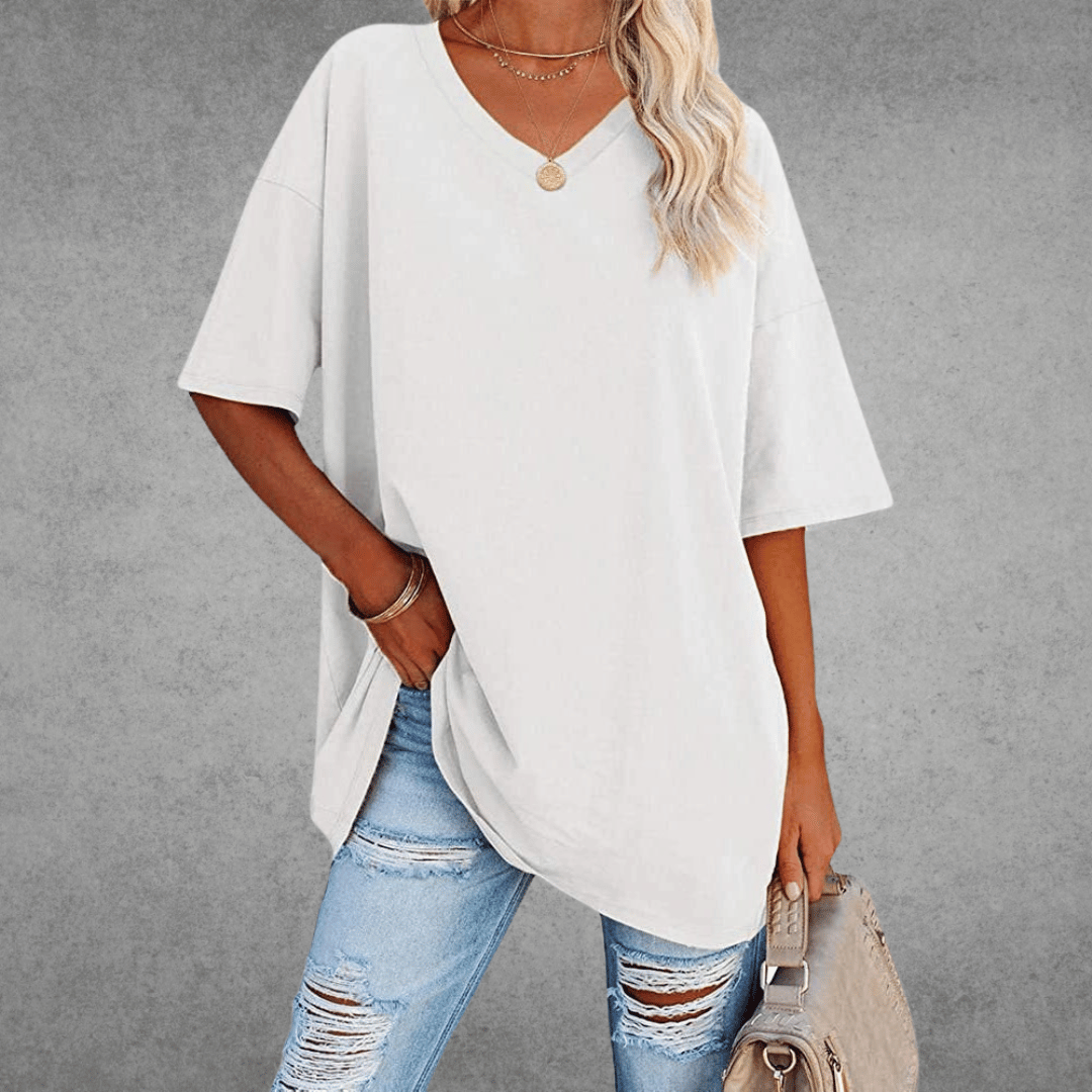 Oversized V-hals Shirt Dames | Stijlvol Casual T-shirt 11