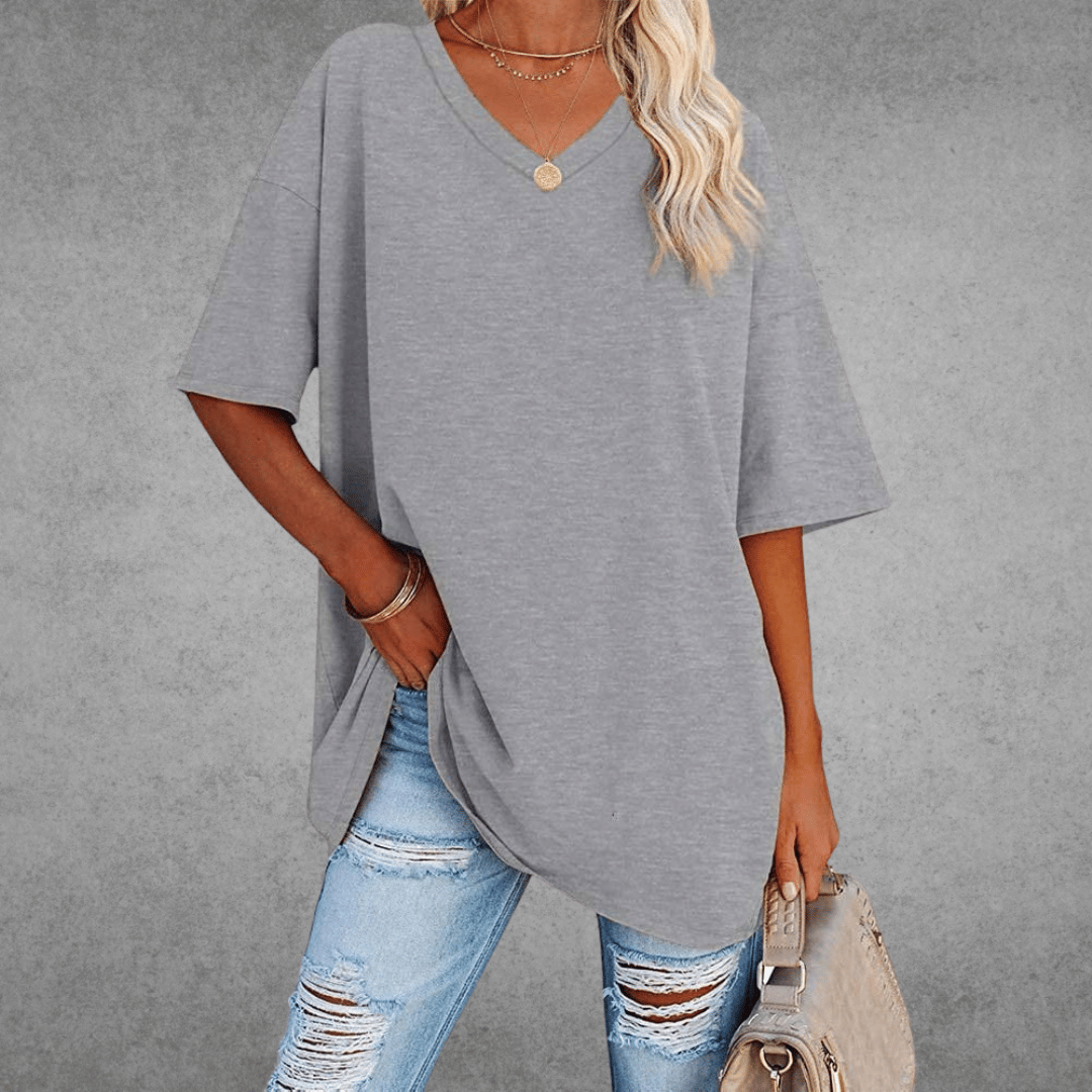 Oversized V-hals Shirt Dames | Stijlvol Casual T-shirt 13