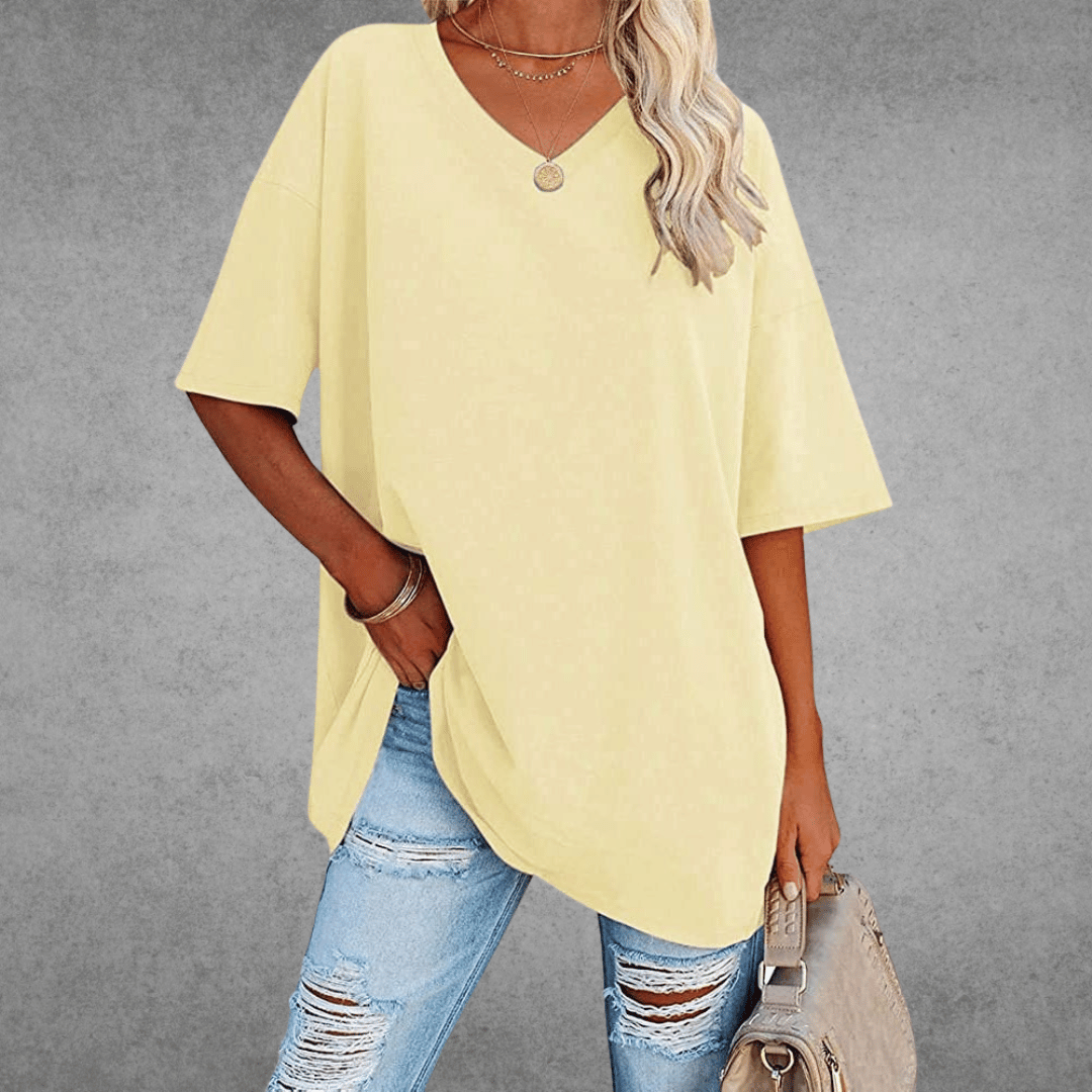 Oversized V-hals Shirt Dames | Stijlvol Casual T-shirt 14