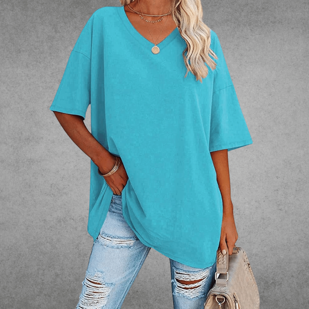 Oversized V-hals Shirt Dames | Stijlvol Casual T-shirt 2