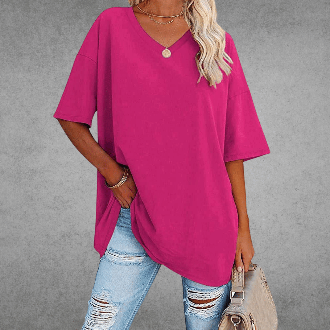 Oversized V-hals Shirt Dames | Stijlvol Casual T-shirt 3