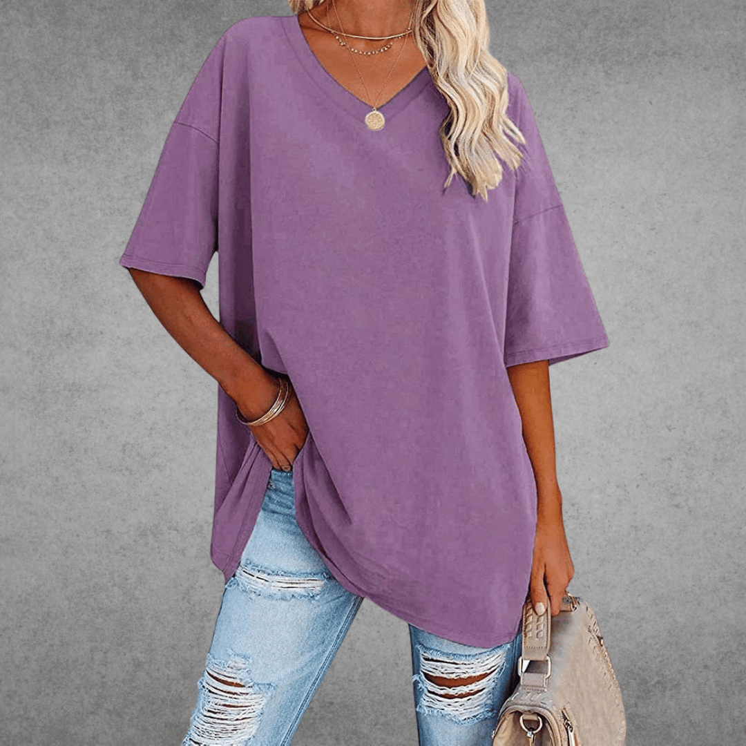 Oversized V-hals Shirt Dames | Stijlvol Casual T-shirt 5