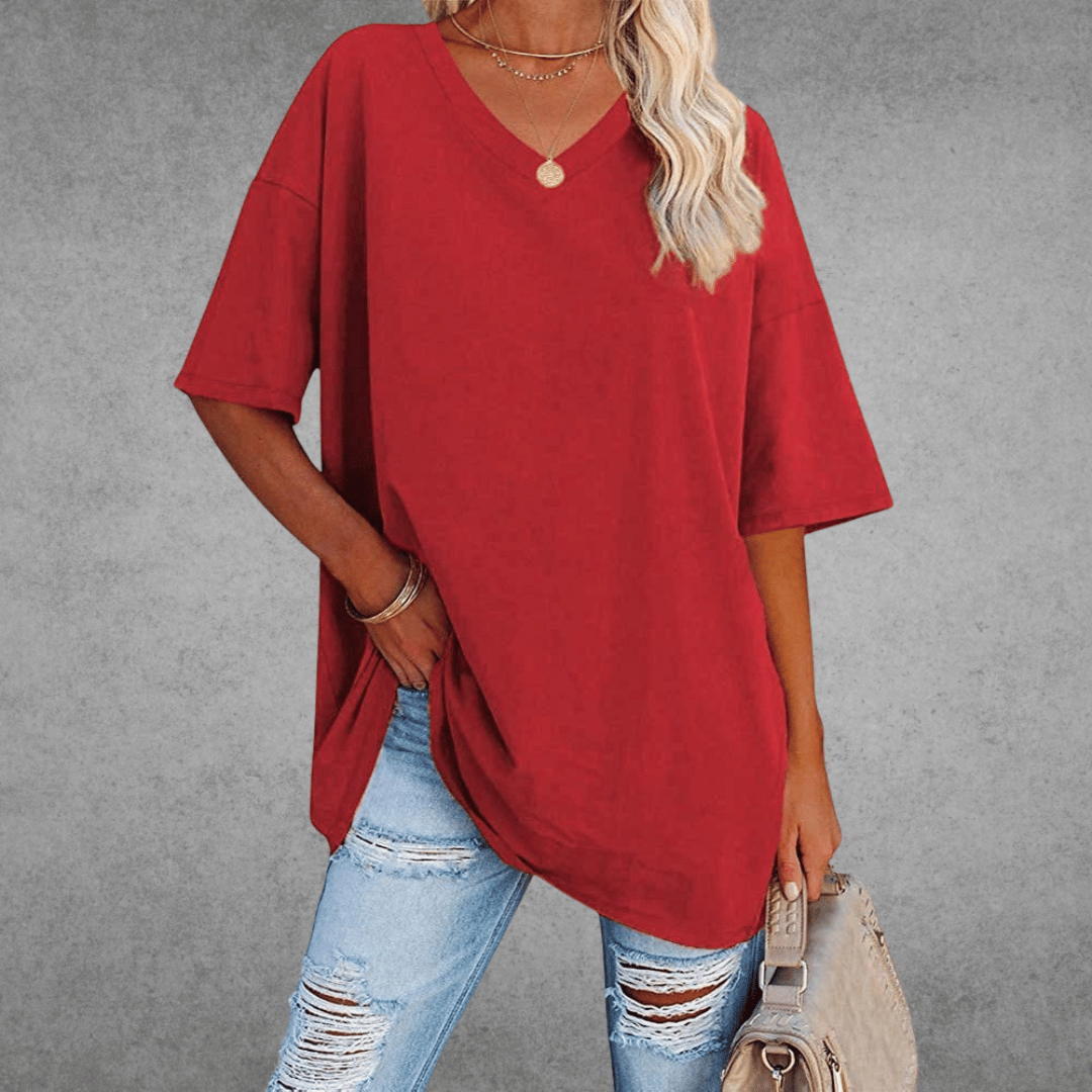Oversized V-hals Shirt Dames | Stijlvol Casual T-shirt 6