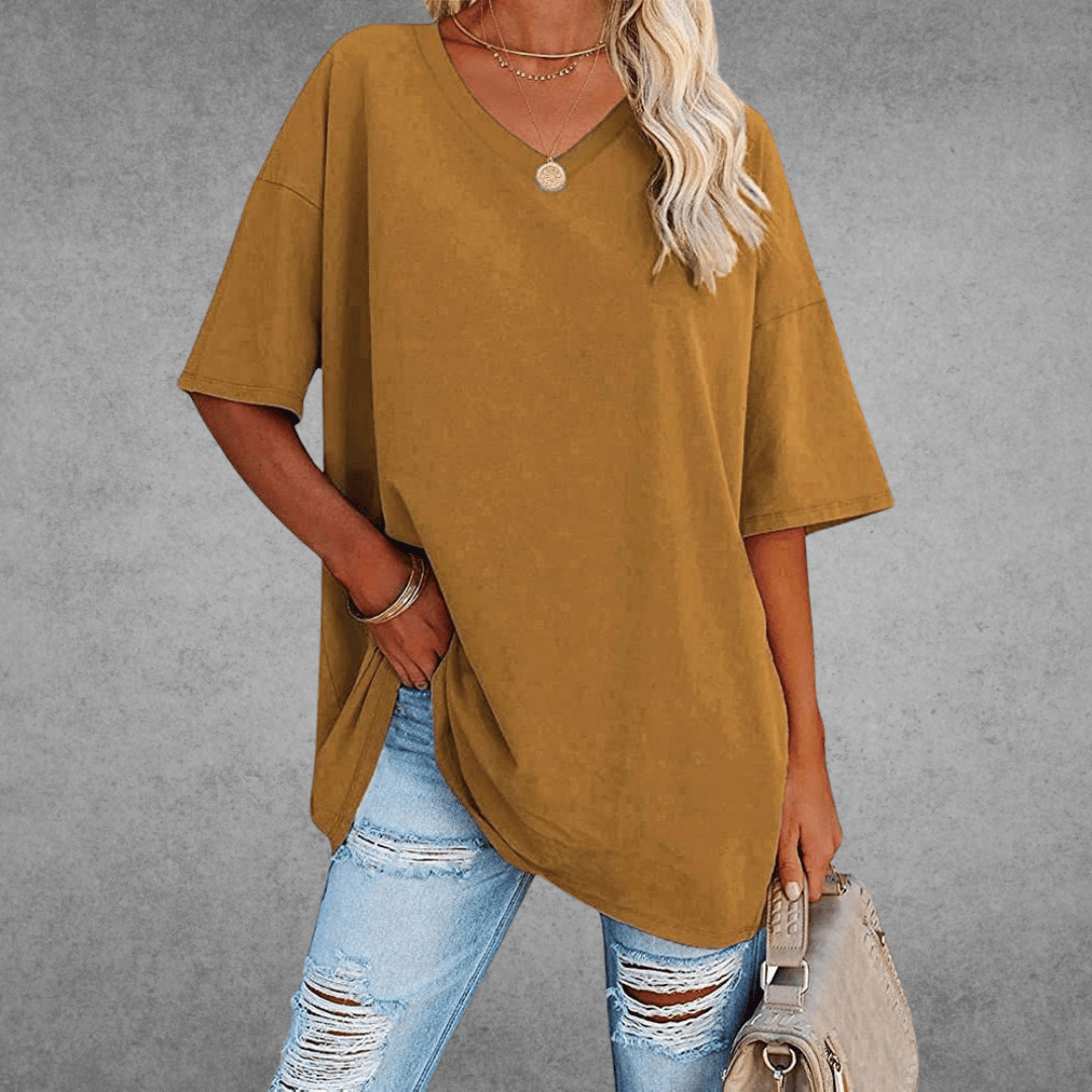 Oversized V-hals Shirt Dames | Stijlvol Casual T-shirt 7