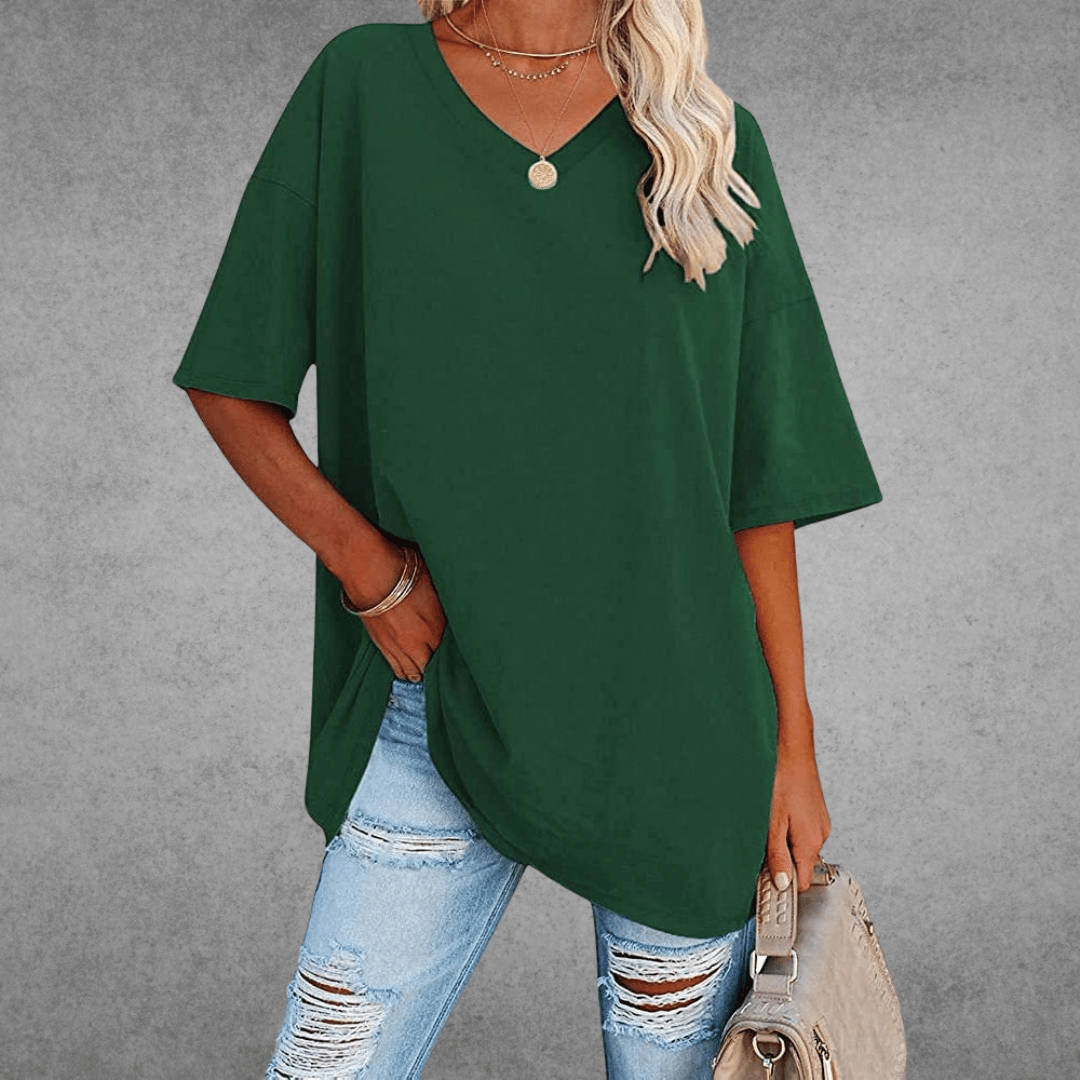 Oversized V-hals Shirt Dames | Stijlvol Casual T-shirt 9