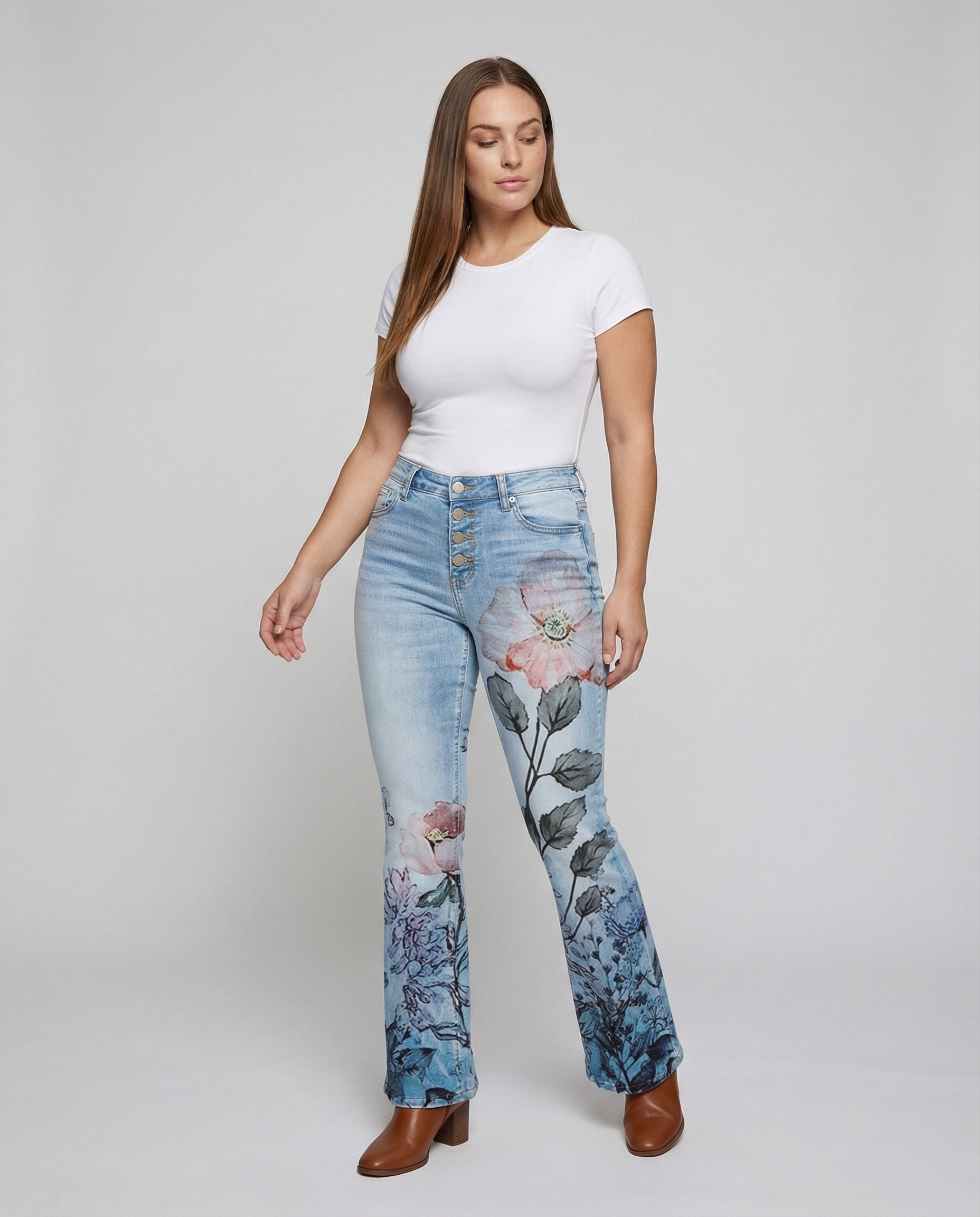 Retro | Dames Flared Jeans met 4 Knopen 1