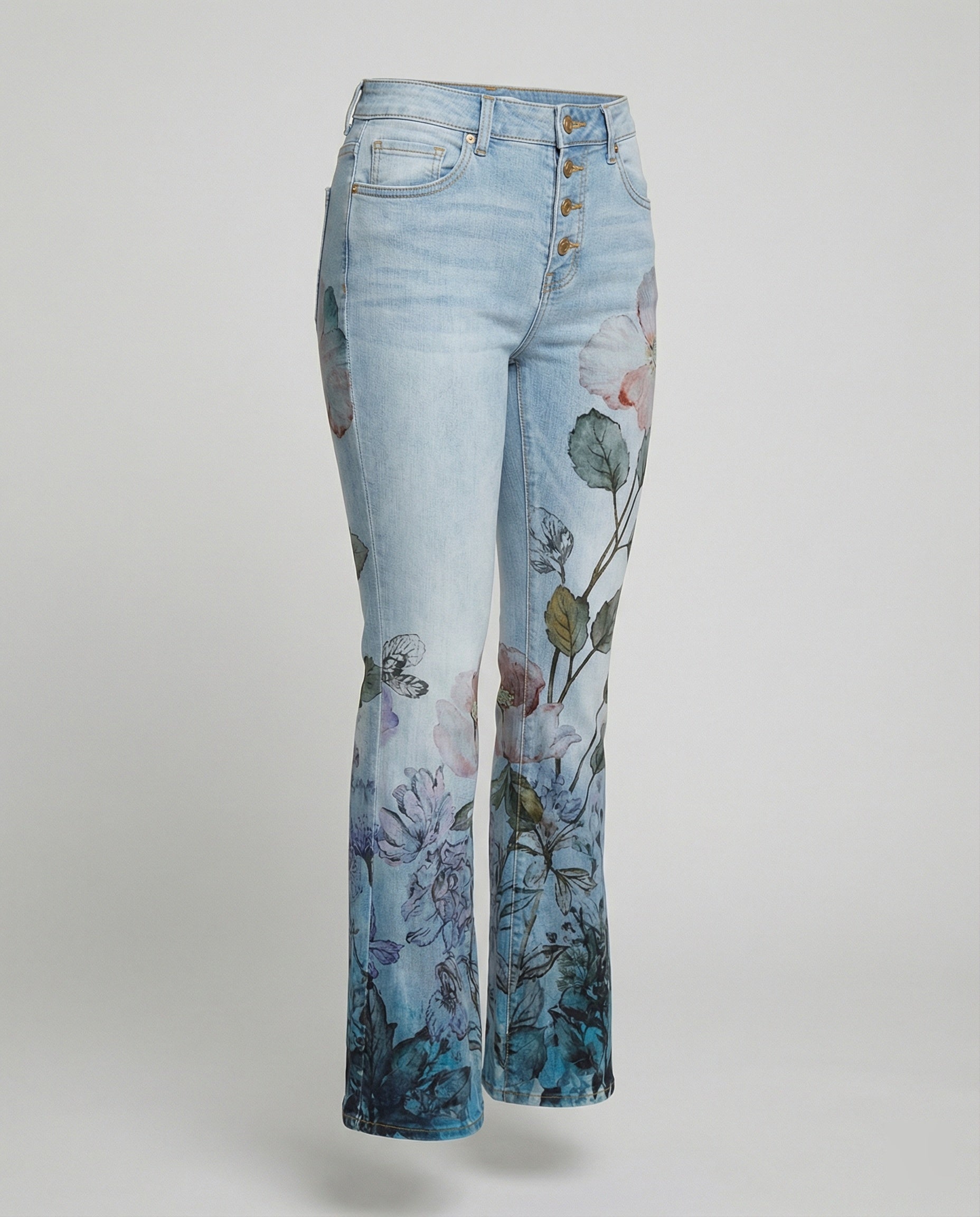 Retro | Dames Flared Jeans met 4 Knopen 4