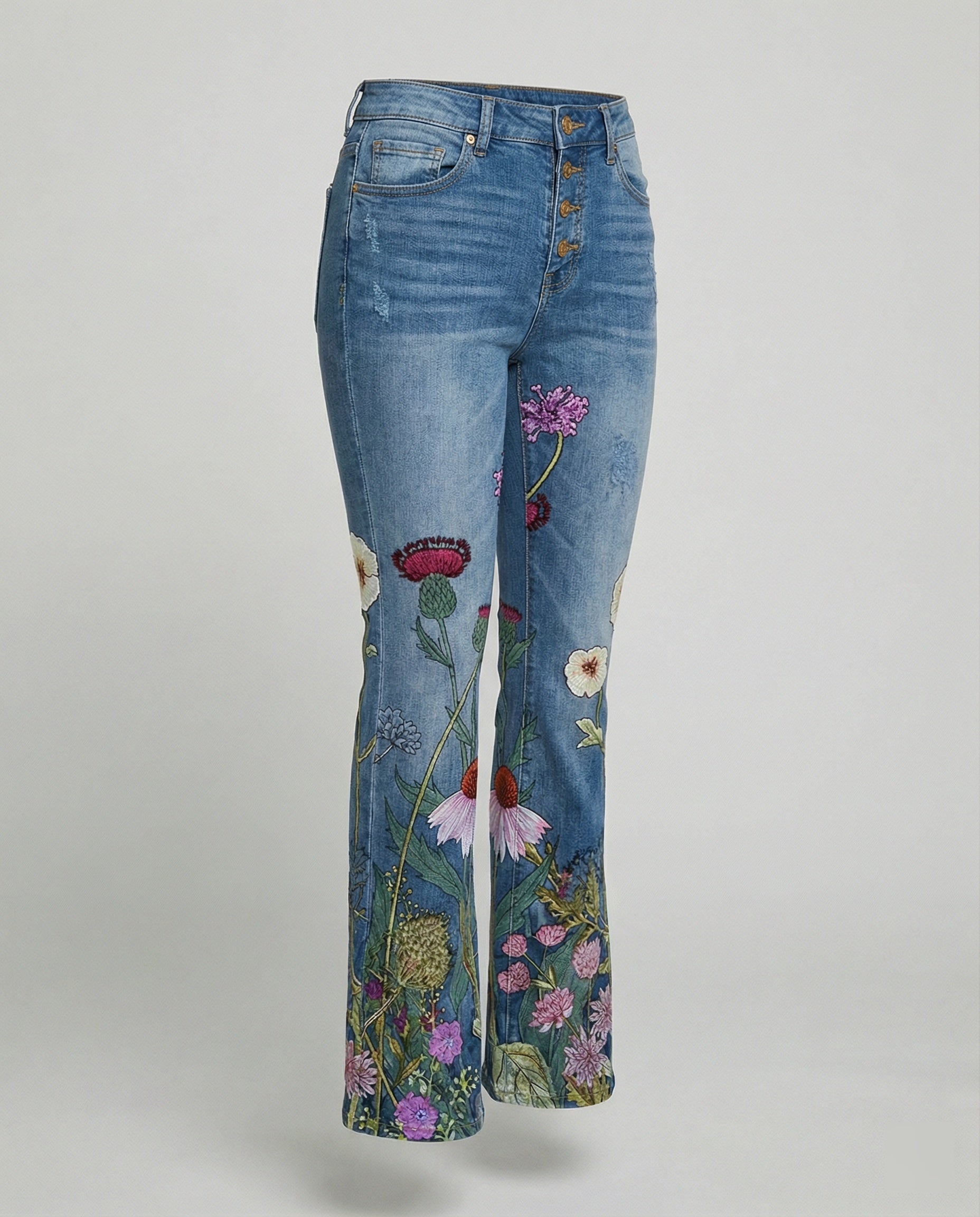 Retro | Dames Flared Jeans met 4 Knopen 5