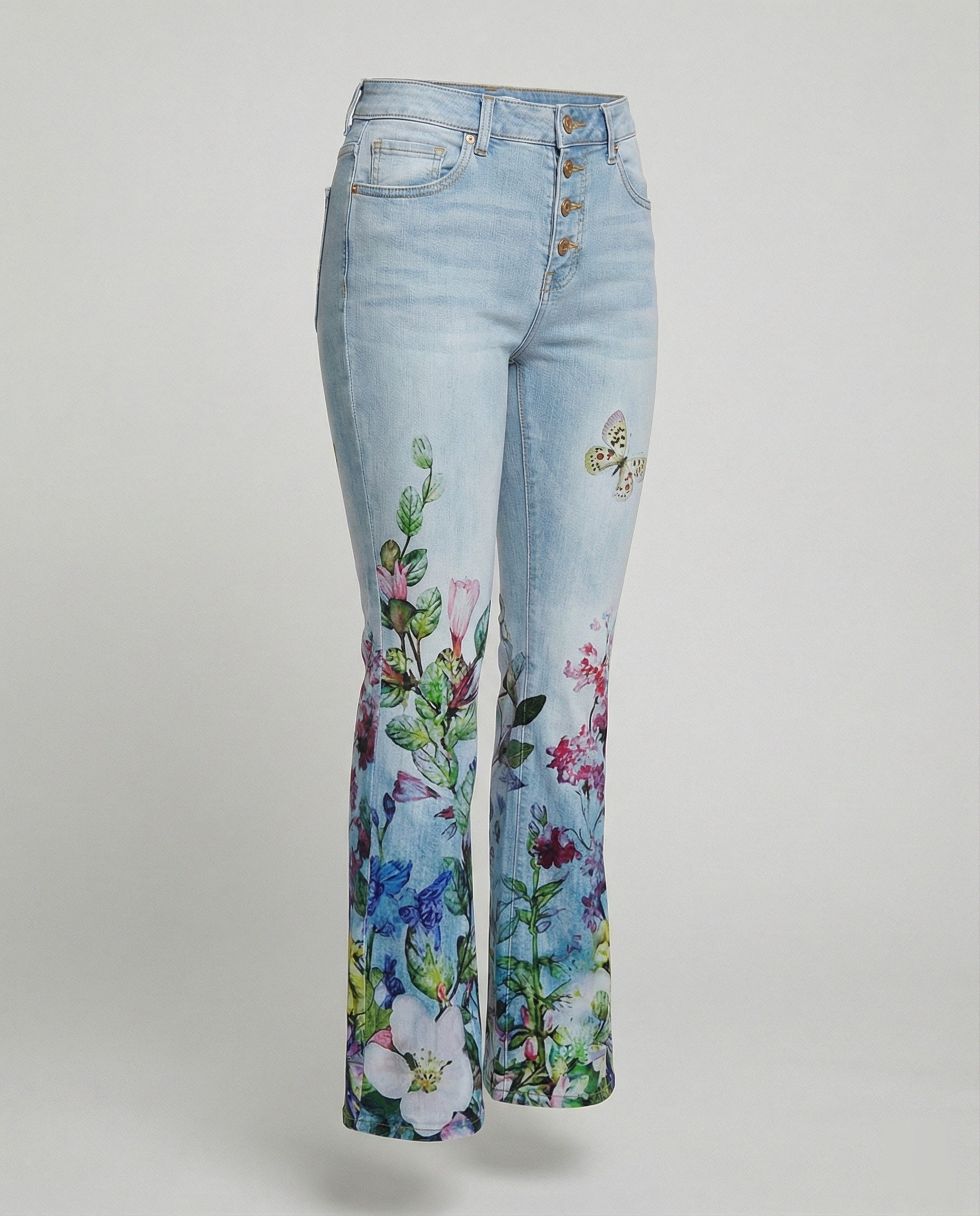 Retro | Dames Flared Jeans met 4 Knopen 6