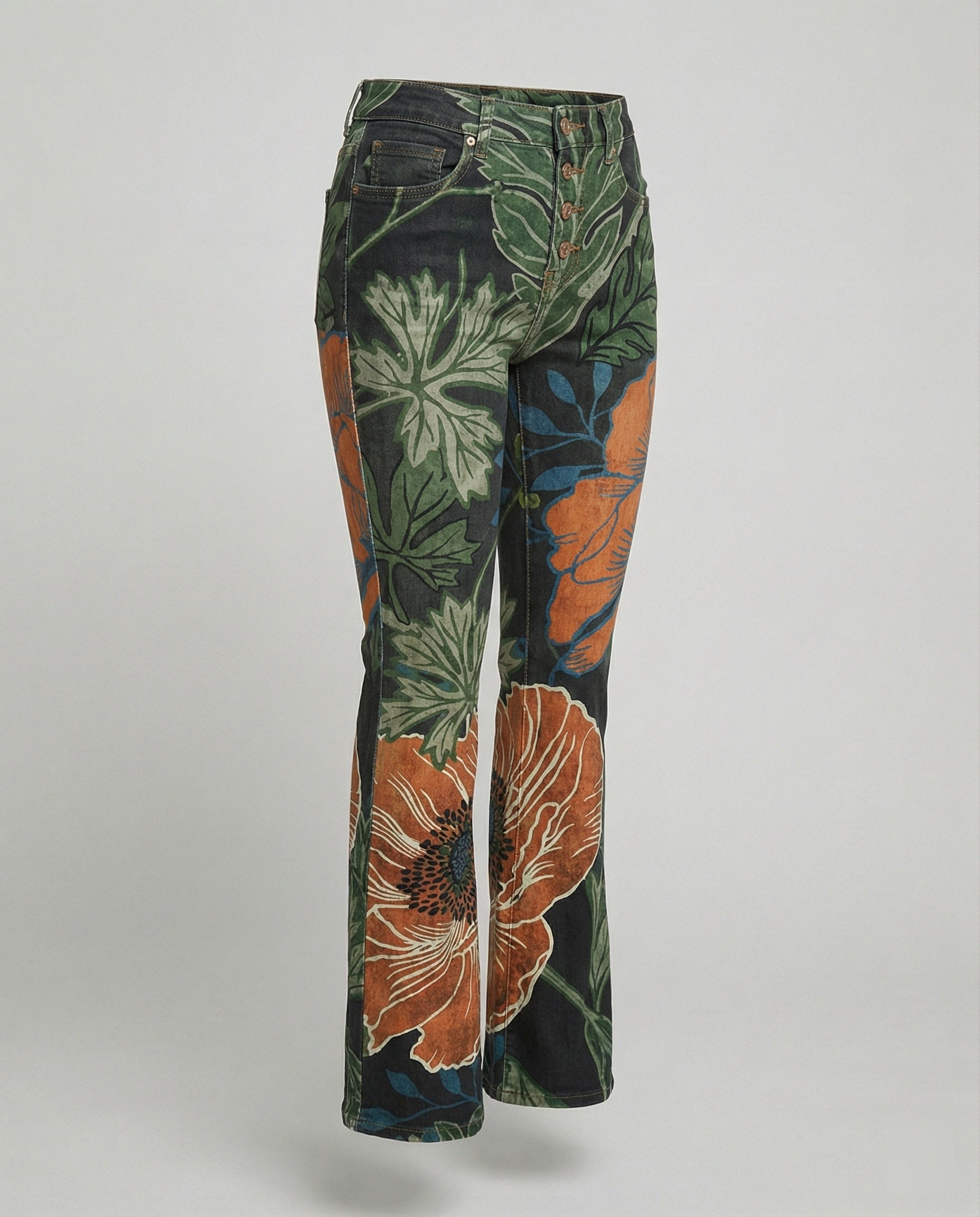 Retro | Dames Flared Jeans met 4 Knopen 8