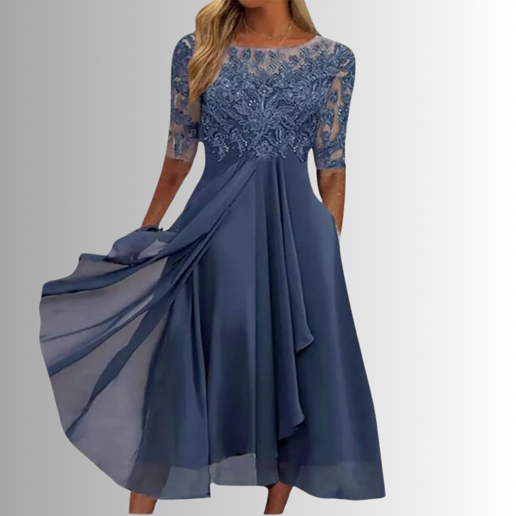 Rhonda | Damesjurk Elegante Kanten Met Gelaagde Rok 0