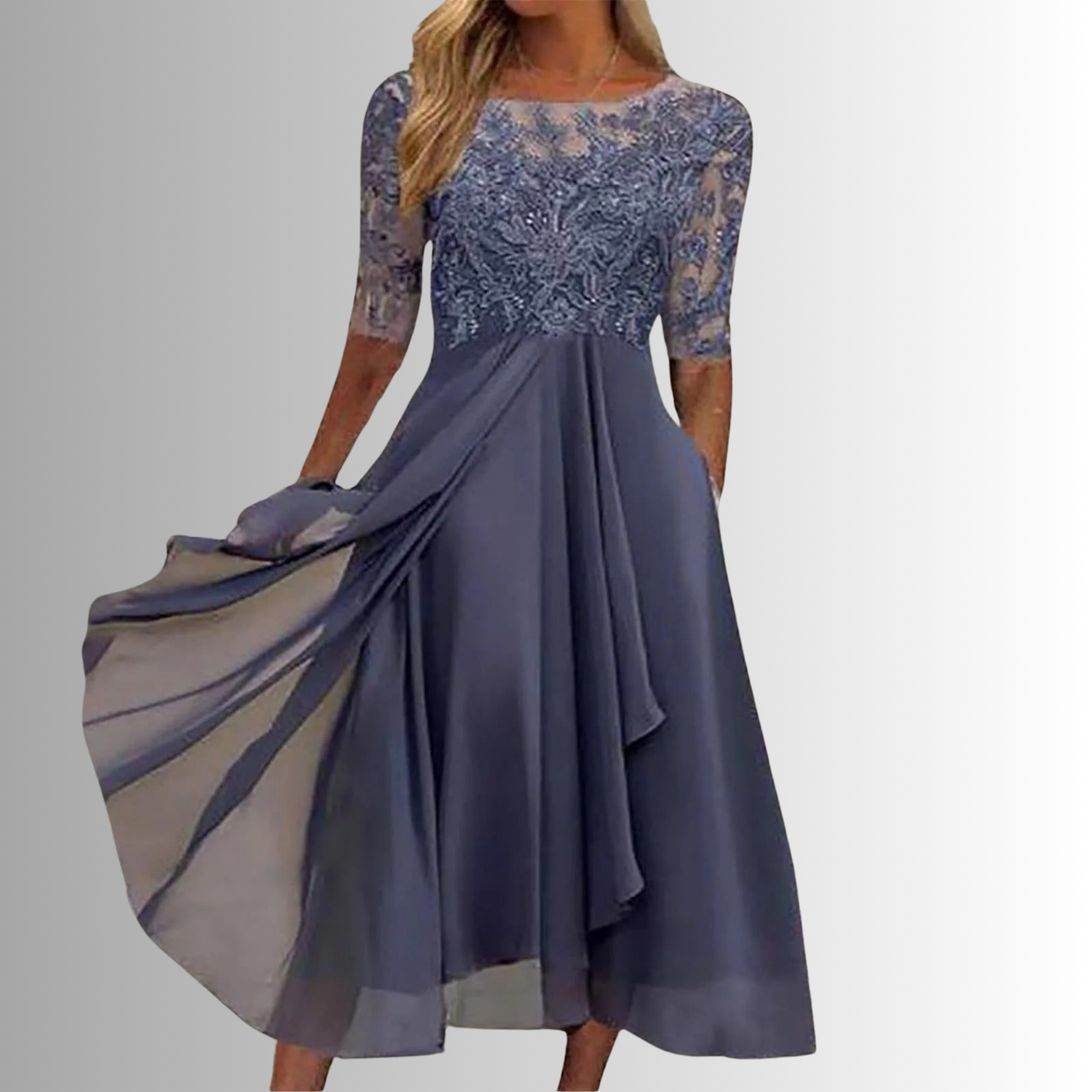 Rhonda | Damesjurk Elegante Kanten Met Gelaagde Rok 4