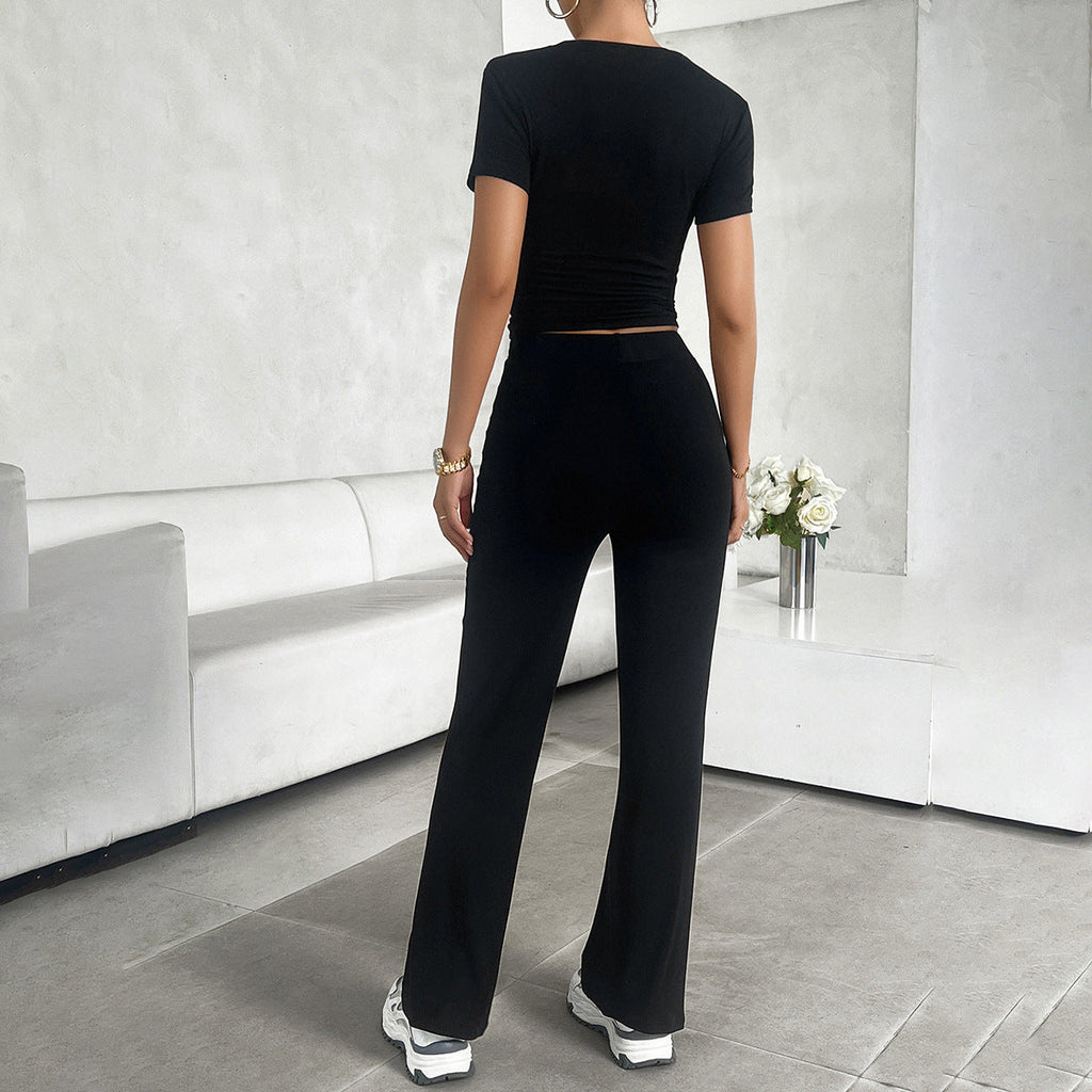 Roxanne | Cropped Tweedelige Damesset met Wijde Pijpen 2