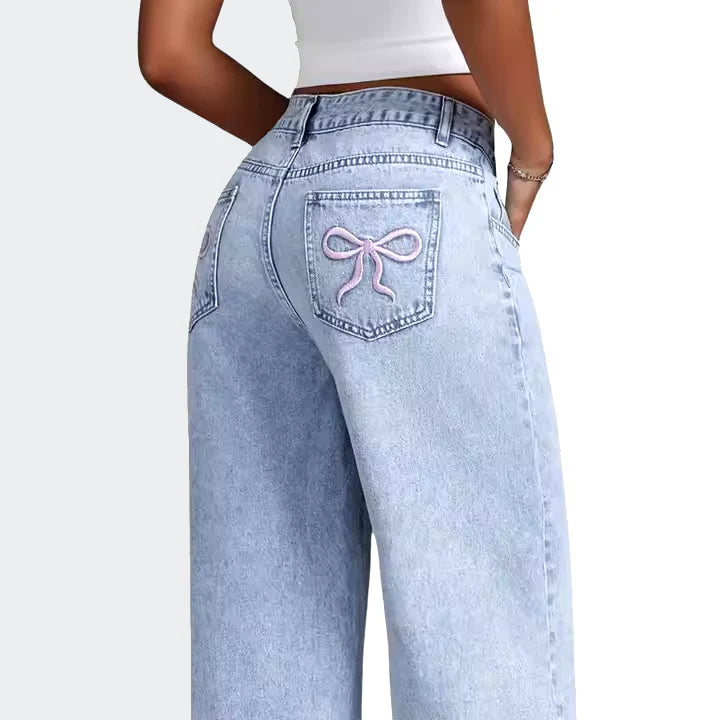 Roze Strik Jeans Dames | Relaxed Fit Spijkerbroek Dames 0