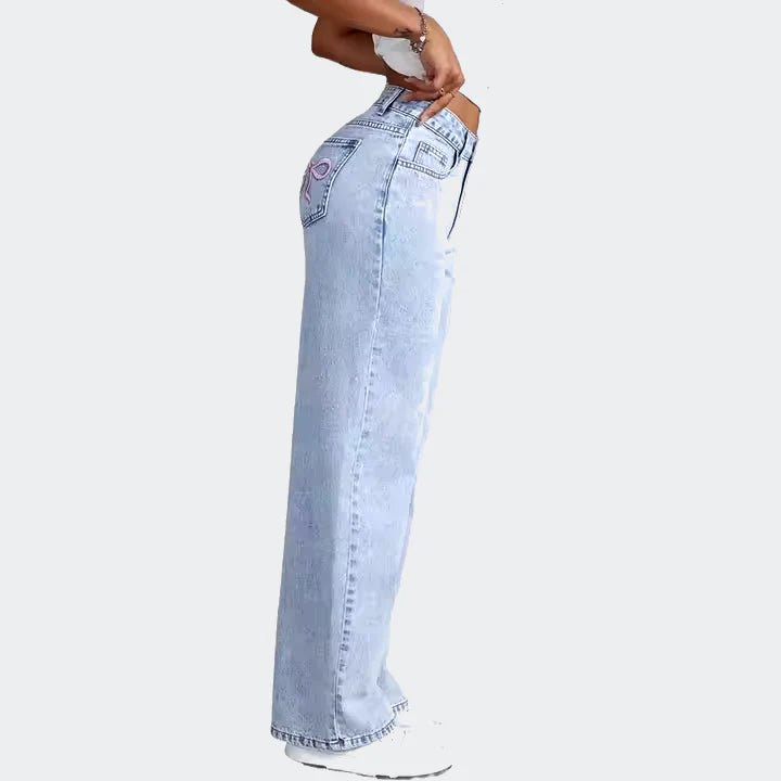 Roze Strik Jeans Dames | Relaxed Fit Spijkerbroek Dames 3