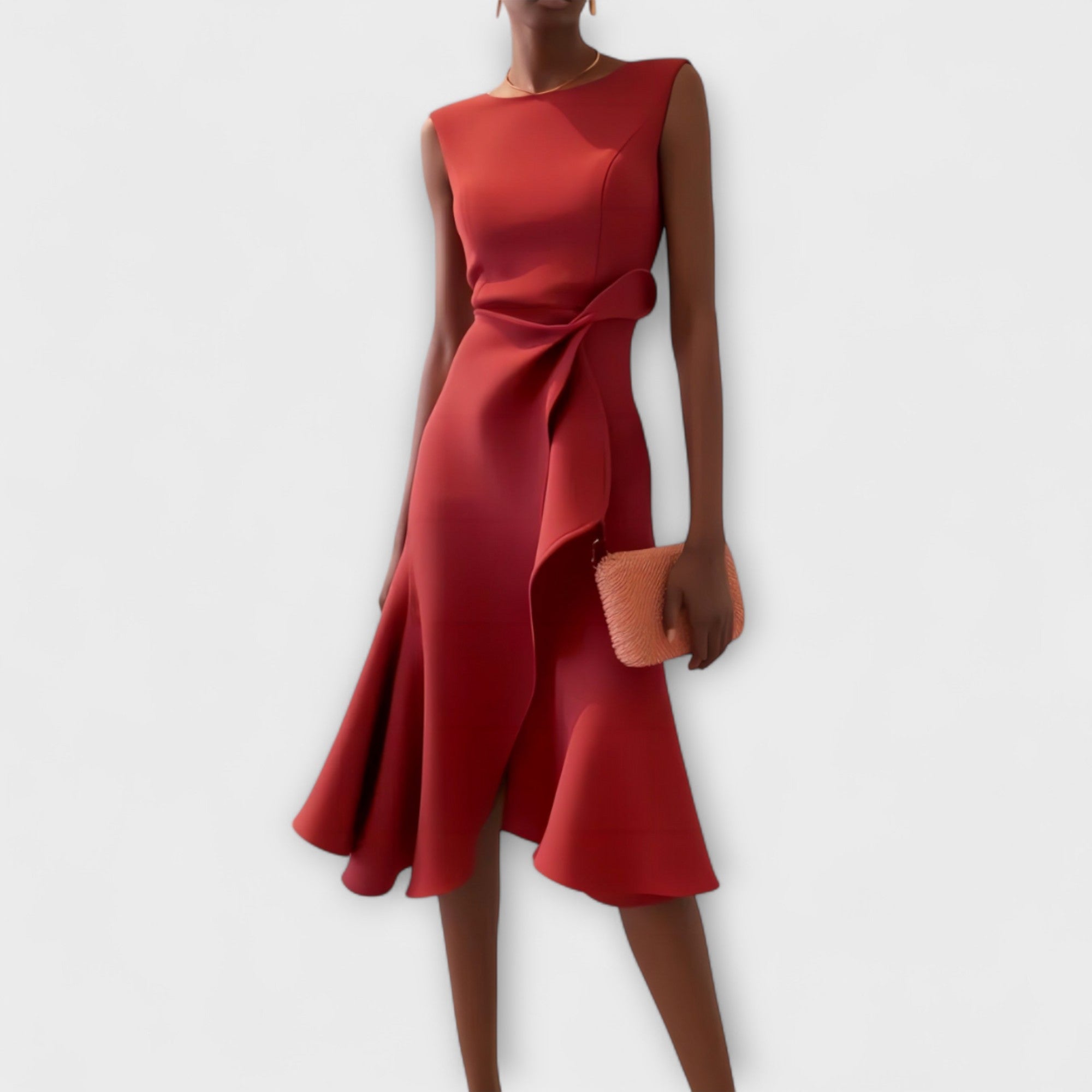 Serafina | Asymmetrische Midi Jurk Dames Gedrapeerd 0