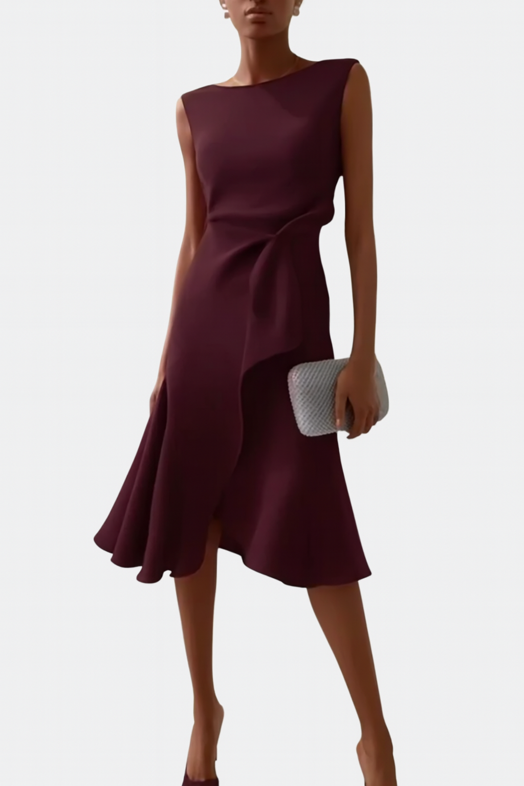 Serafina | Asymmetrische Midi Jurk Dames Gedrapeerd 10