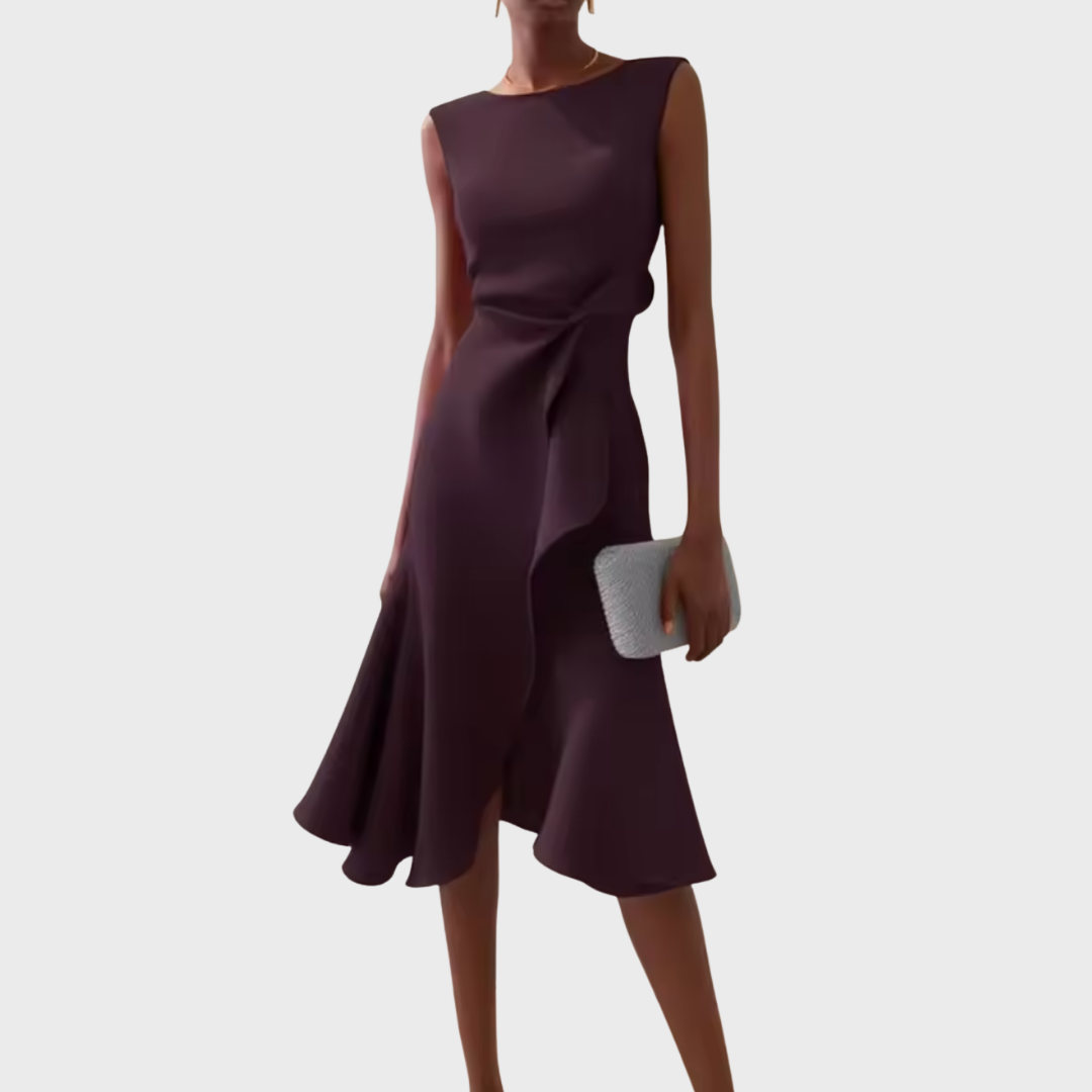 Serafina | Asymmetrische Midi Jurk Dames Gedrapeerd 11