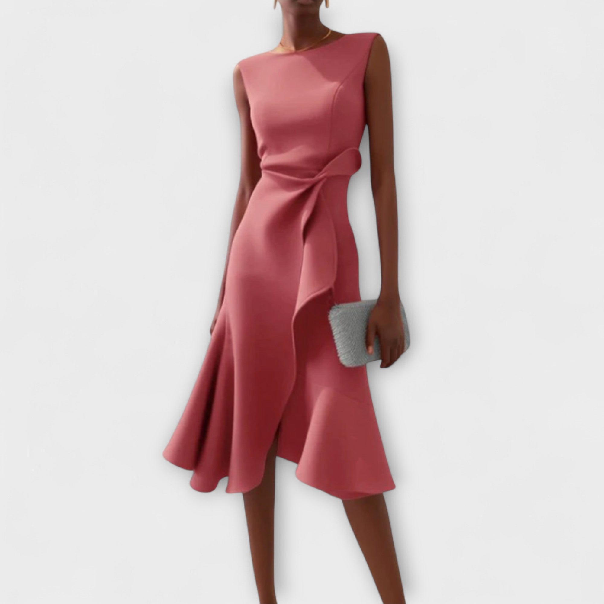 Serafina | Asymmetrische Midi Jurk Dames Gedrapeerd 2