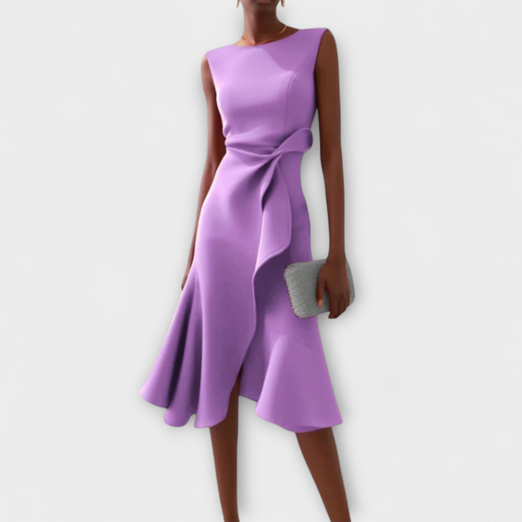 Serafina | Asymmetrische Midi Jurk Dames Gedrapeerd 4