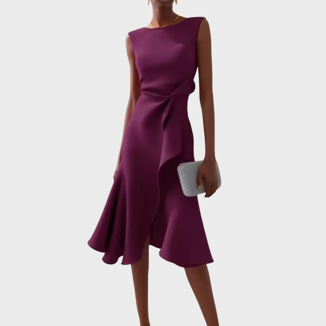 Serafina | Asymmetrische Midi Jurk Dames Gedrapeerd 6
