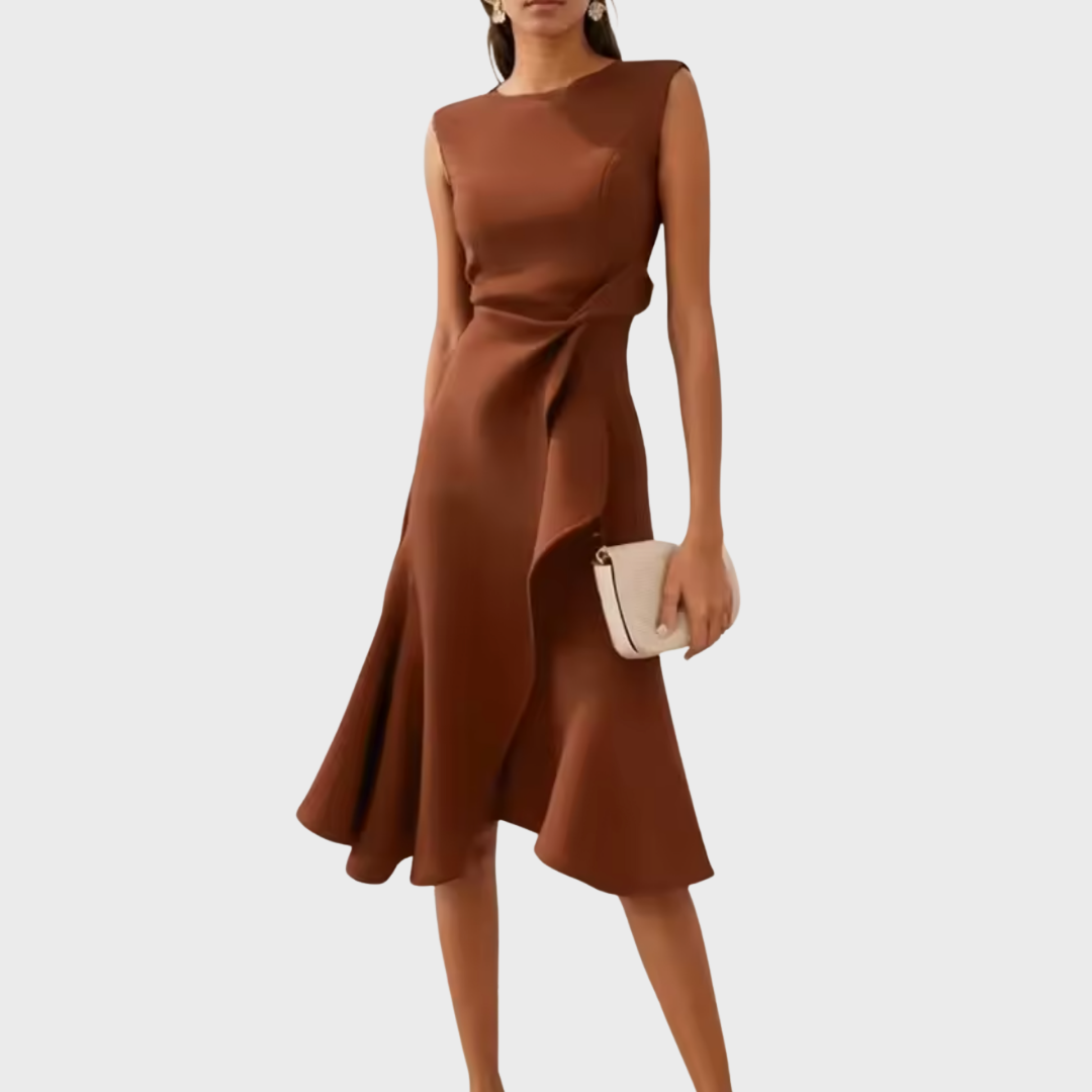 Serafina | Asymmetrische Midi Jurk Dames Gedrapeerd 8