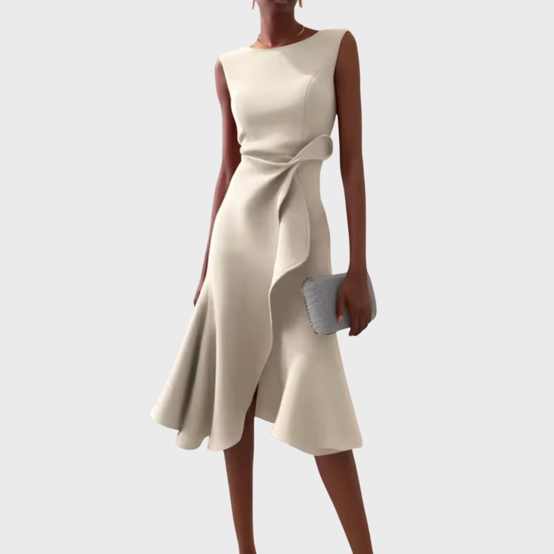 Serafina | Asymmetrische Midi Jurk Dames Gedrapeerd 9