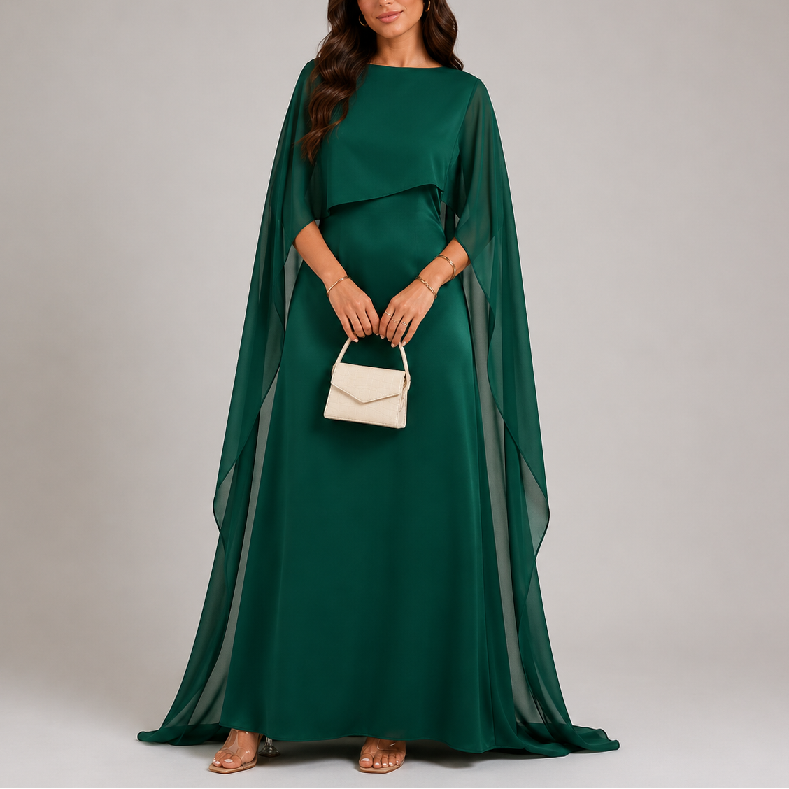 Serafina | Maxi Jurk Gedrapeerd Cape Zomer Dames 4