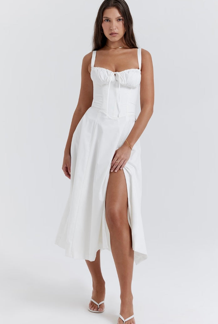 Silhouette | Zomerjurk Dames Taillevormend Midi 0