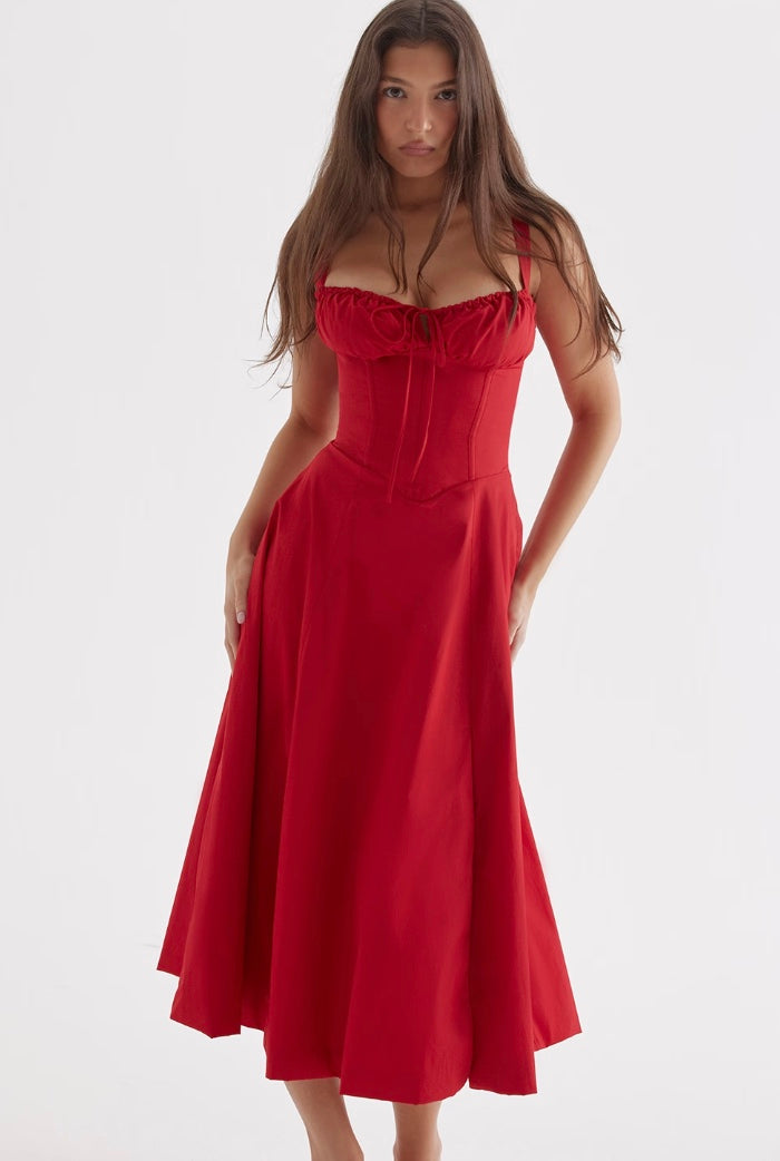 Silhouette | Zomerjurk Dames Taillevormend Midi 4