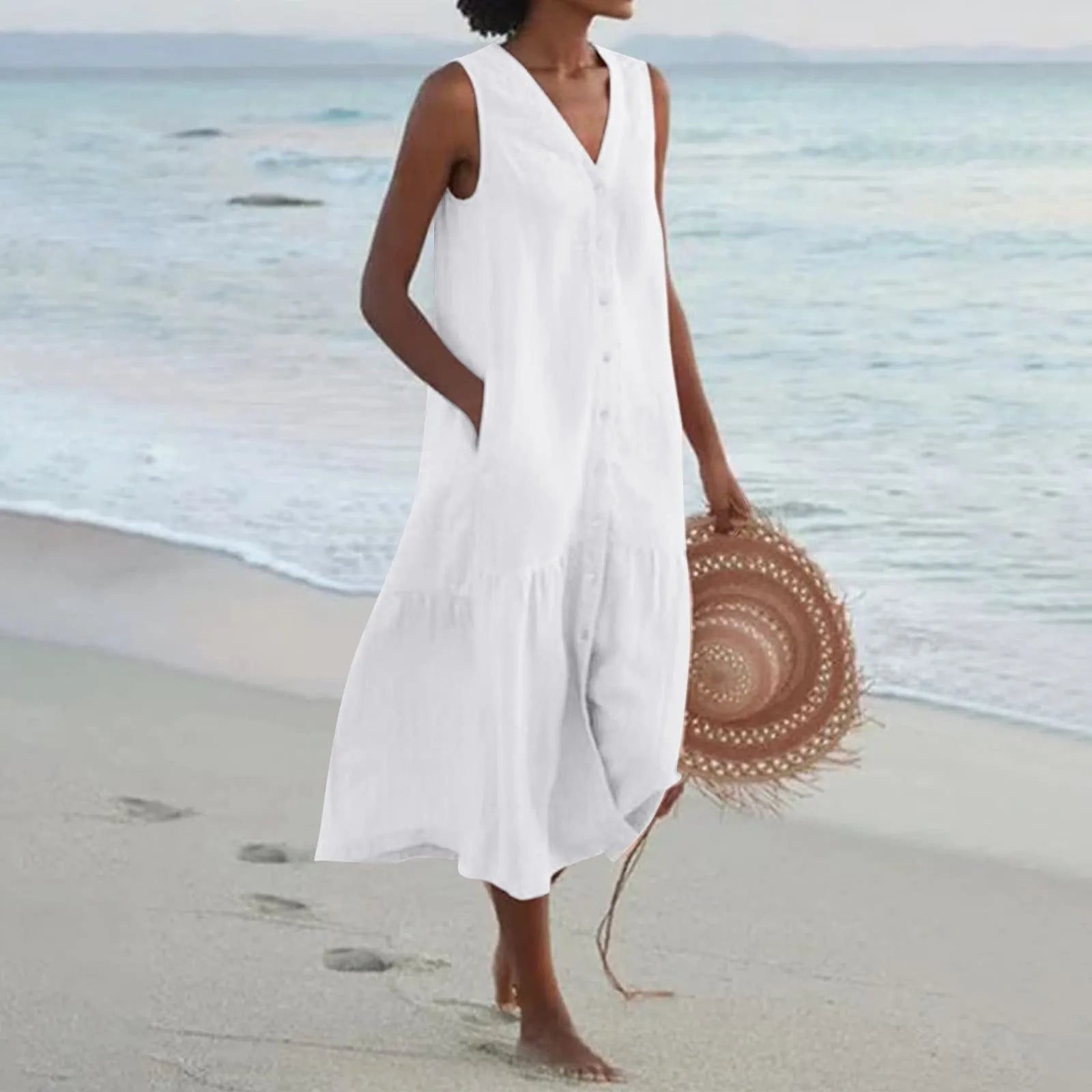 Soleil | Zomerjurk Dames Luchtig Knoopsluiting 0