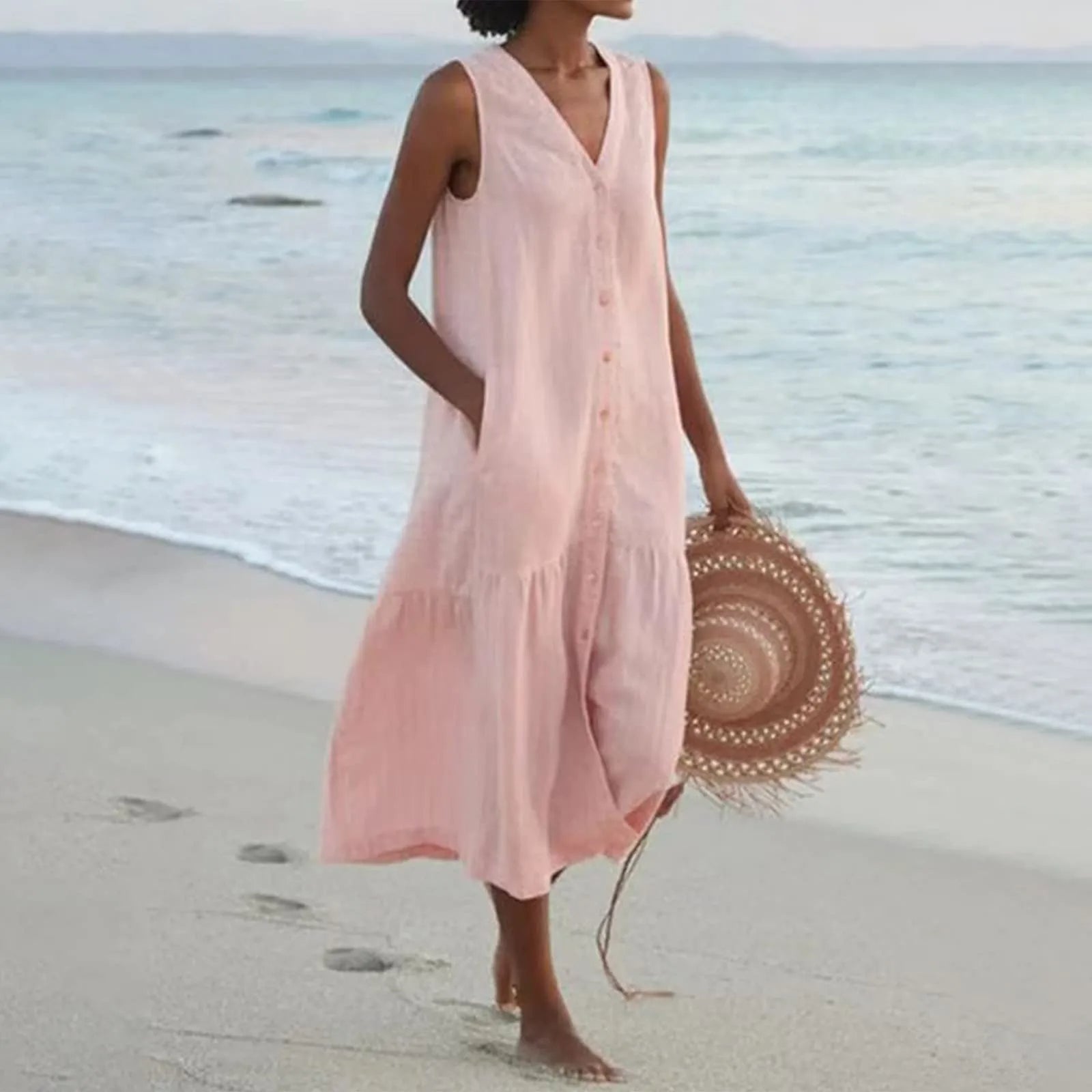Soleil | Zomerjurk Dames Luchtig Knoopsluiting 1