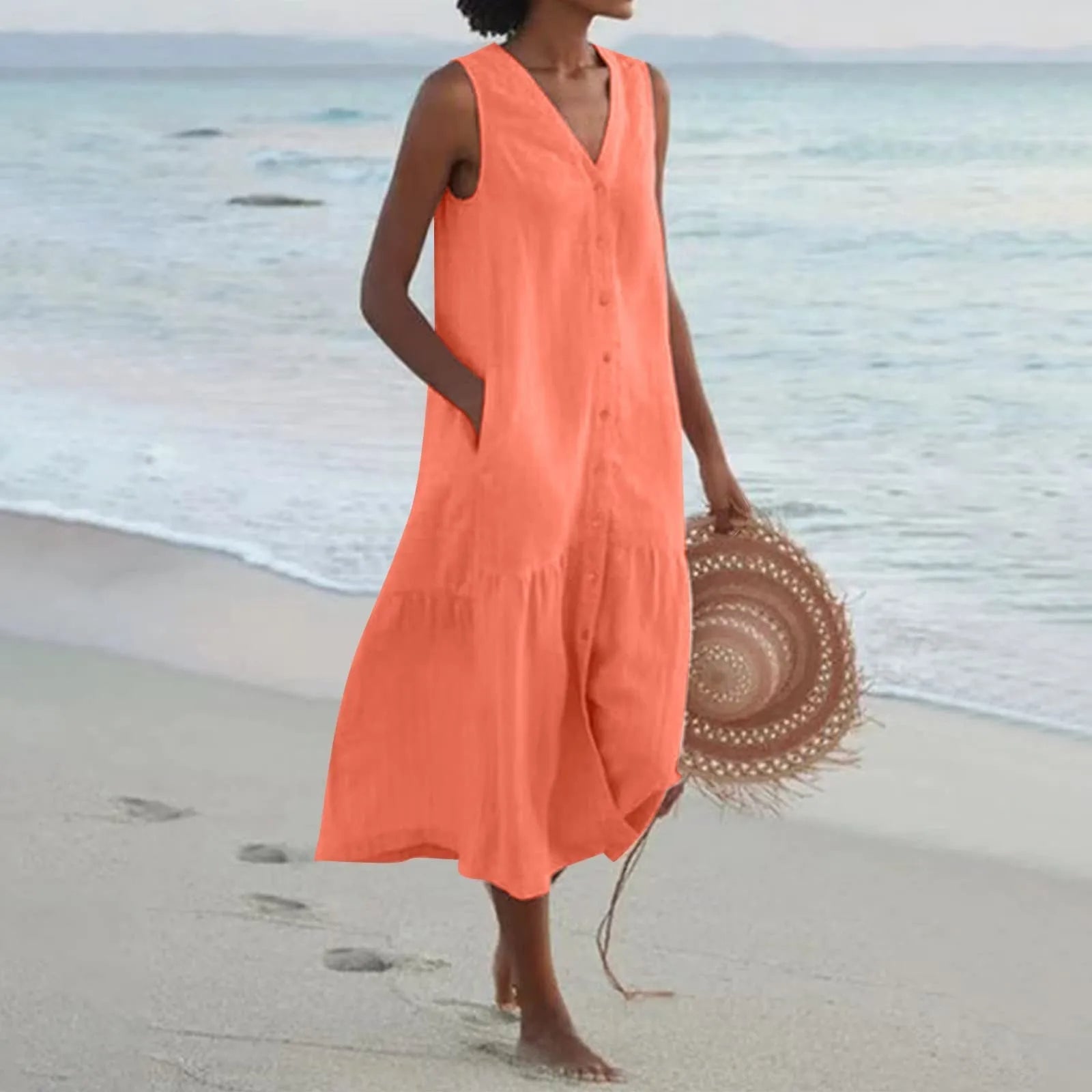 Soleil | Zomerjurk Dames Luchtig Knoopsluiting 3