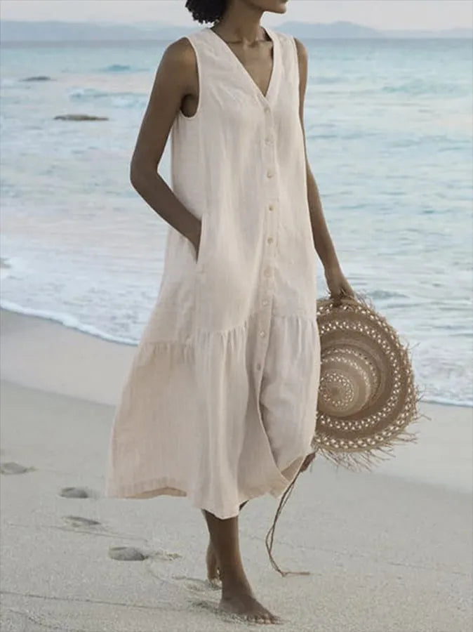 Soleil | Zomerjurk Dames Luchtig Knoopsluiting 5