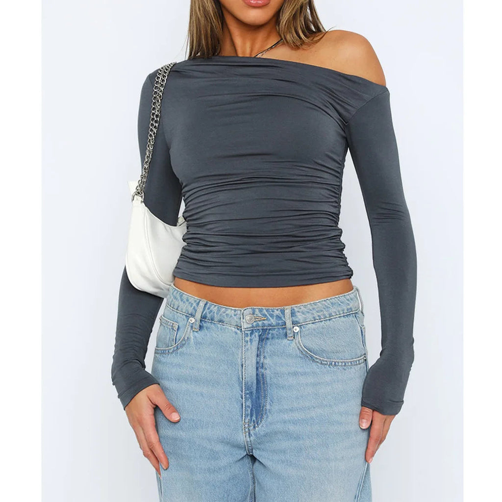 Stijlvolle Off-Shoulder Top | Vrouwen Langsleeve Shirt 0