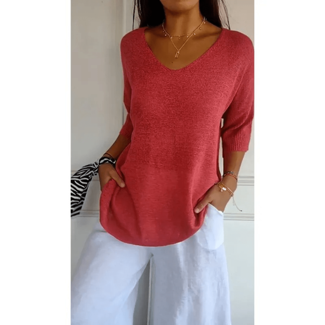 V-hals Tuniekblouse Dames | Relaxed Fit Katoenmix 0