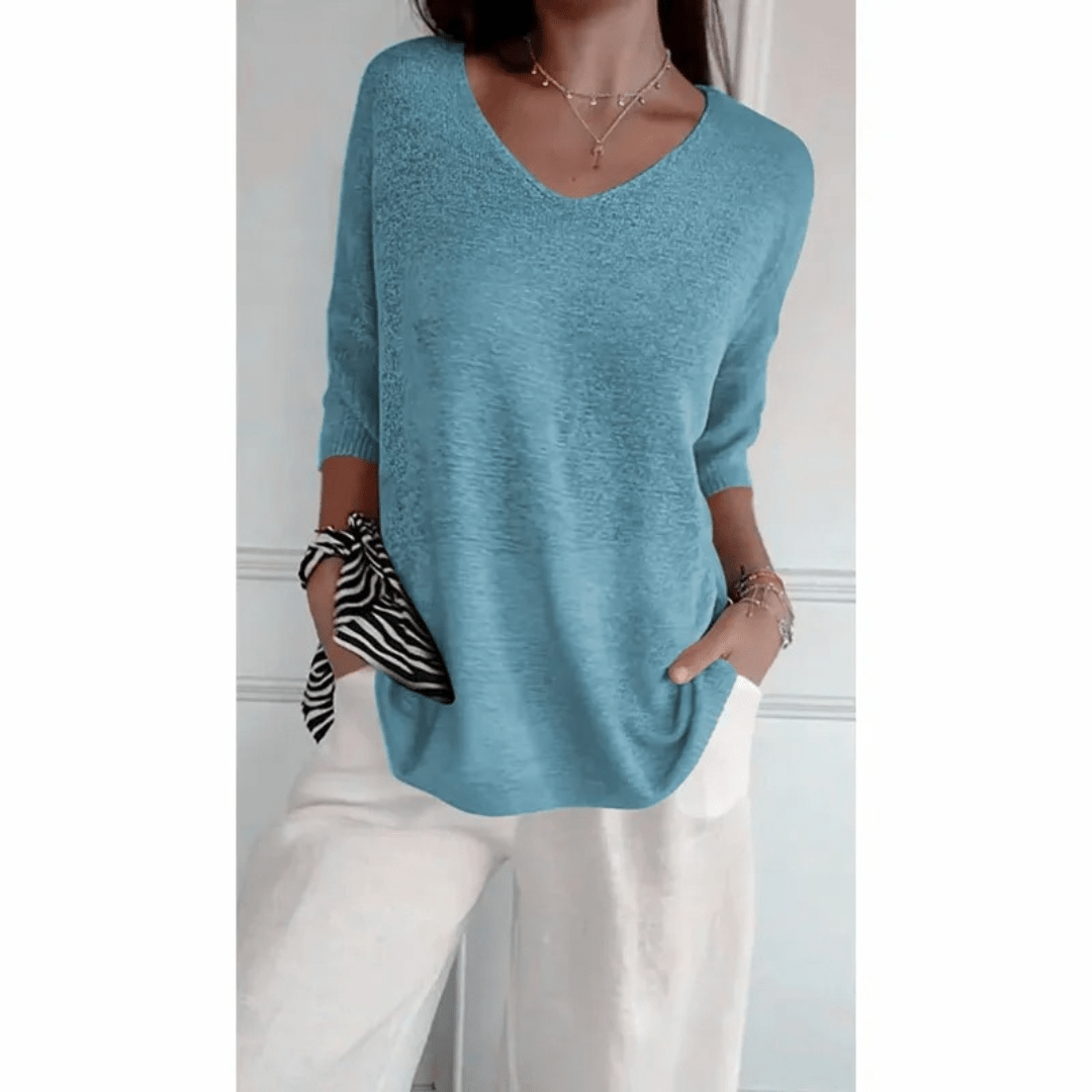 V-hals Tuniekblouse Dames | Relaxed Fit Katoenmix 2